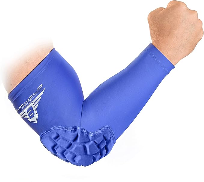 Bucwild Sports B Padded Elbow Arm Sleeves for Basketball Football Volleyball Youth & Adult Size Pads (1 Pair)