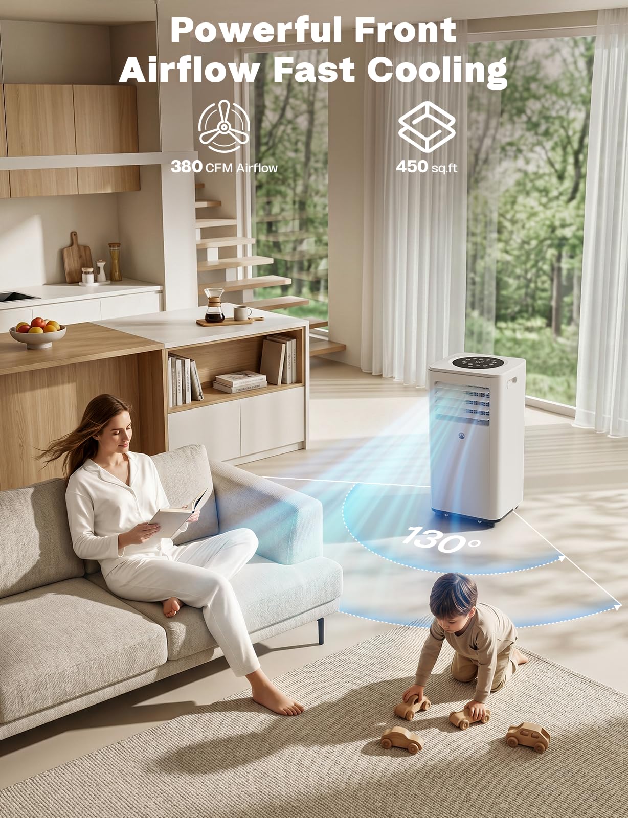 Portable Air Conditioners, 10,000 BTU Portable AC Unit for Room up to 450 Sq. Ft, 3 in 1 Small AC Unit with 24H Timer Smart Sleep Mode, Smart Stand up Air Conditioner for Bedroom Kitchen Garage