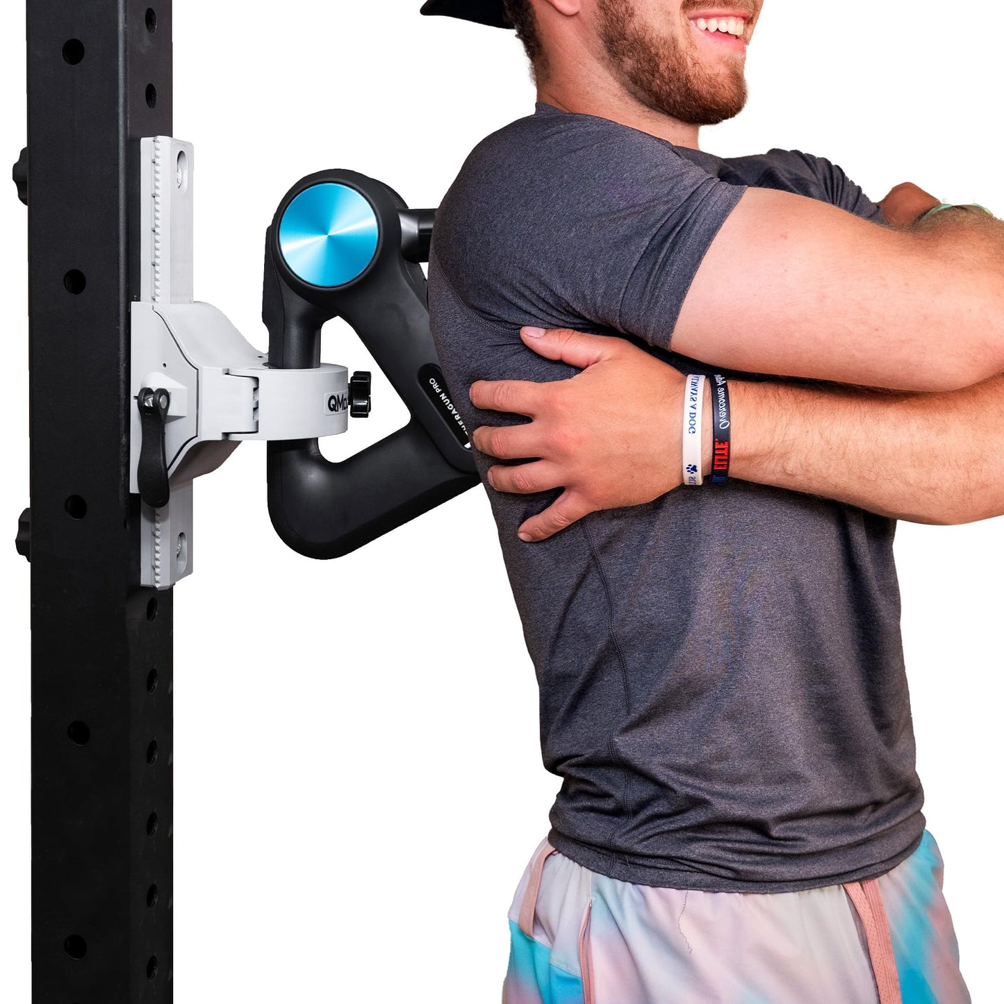 QMount Massage Gun Holder & Rack Mount – Hands-Free for Full Body Muscle Recovery – Fully Adjustable Massage Gun Wall Mount Holder – Heavy Duty, No-Slip, Supports Deep Massaging (Rack Mount)