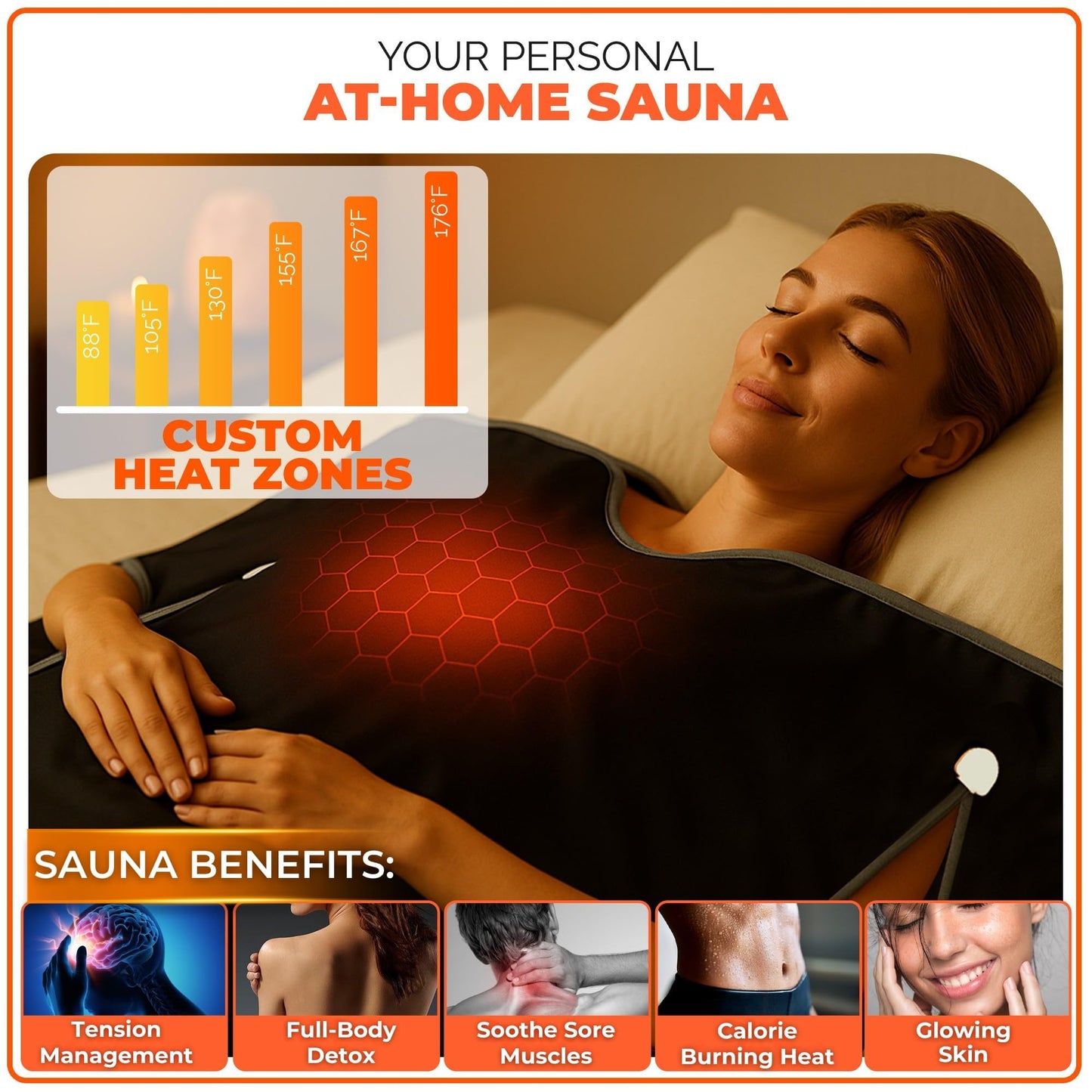 MySauna XL Infrared Sauna Blanket | Fits Him & Her | Fast Sweat, Sauna Bag Reaches 176°F | At-Home Sauna Blanket for Detox & Relaxation | Size 6.2 x 3 ft | Includes Carry Bag & Upgraded Control Panel