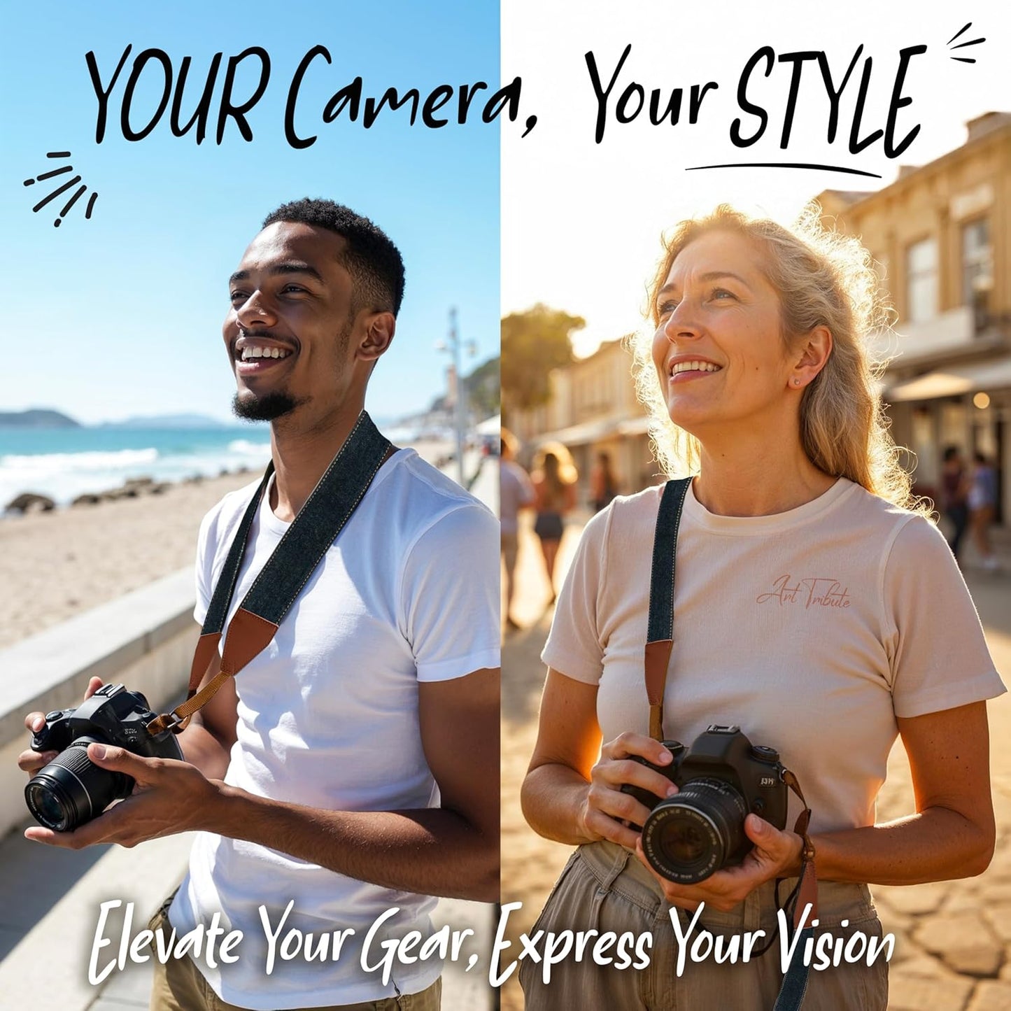 Art Tribute Camera Strap for All DSLR and Mirrorless Cameras. Photographers Strap Neck, Shoulder & Crossbody Camera