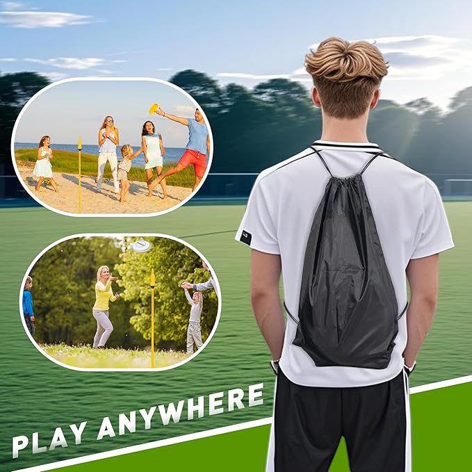 Flying Disc Game Set, Disc Toss Outdoor Games Height Adjustable Bottle Drop Set, Score Tracker, Portable Bottle Set for Family Yard Lawn Beach