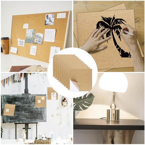 10 PCS Self-Adhesive Cork Sheets, 0.03 Inches Thick Small Board Roll Tiles Fabric Corks for Coasters, Wall, Wedding Party, DIY Crafts Decorations (11.69×8.26 Inches) (11.8x8.26 in)