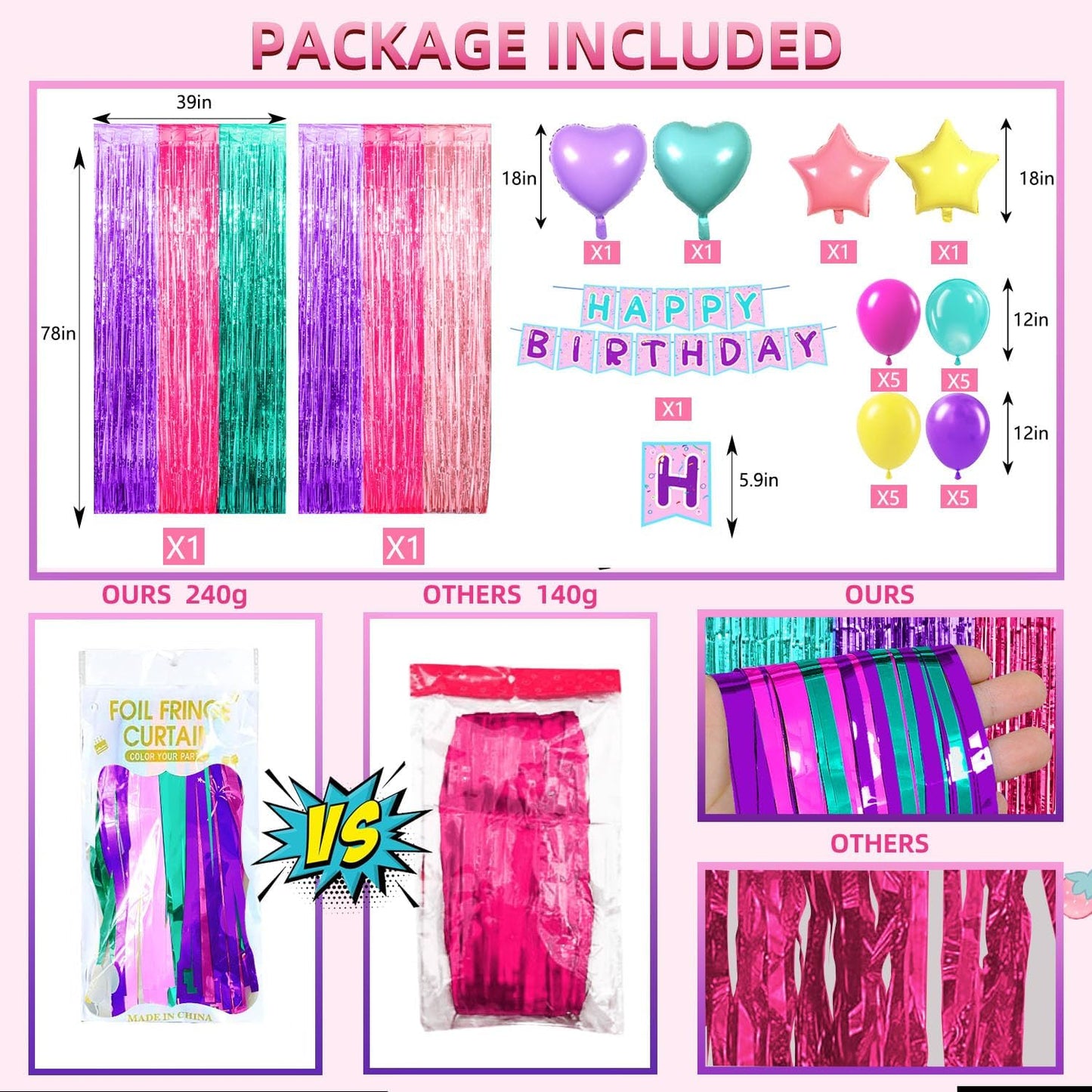 Satankya 2 Pack 24pcs 1pcs Cute Dollhouse Birthday Decorations, Including Dollhouse Party Streamers, Doll House