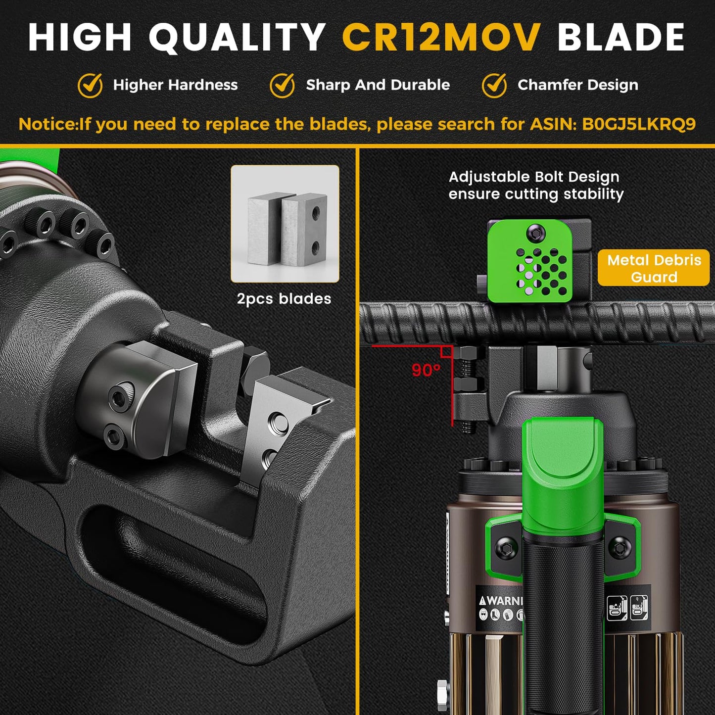 Anbull 1300W Electric Hydraulic Rebar Cutter, Cutting up to 3/4 Inch 4-20mm #6 Rebar, with Replaceable Jaw Blades, Cutting Speed 2.5-3S (1300W EC-20)