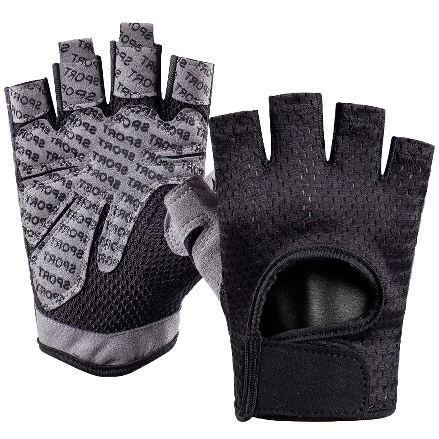 LJCUTE Workout Gloves for Men & Women, Fingerless Breathable & Full Palm Protection Gym Exercise Gloves for Weight Lifting, Fitness, Powerlifting, Cycling (Black, Small)