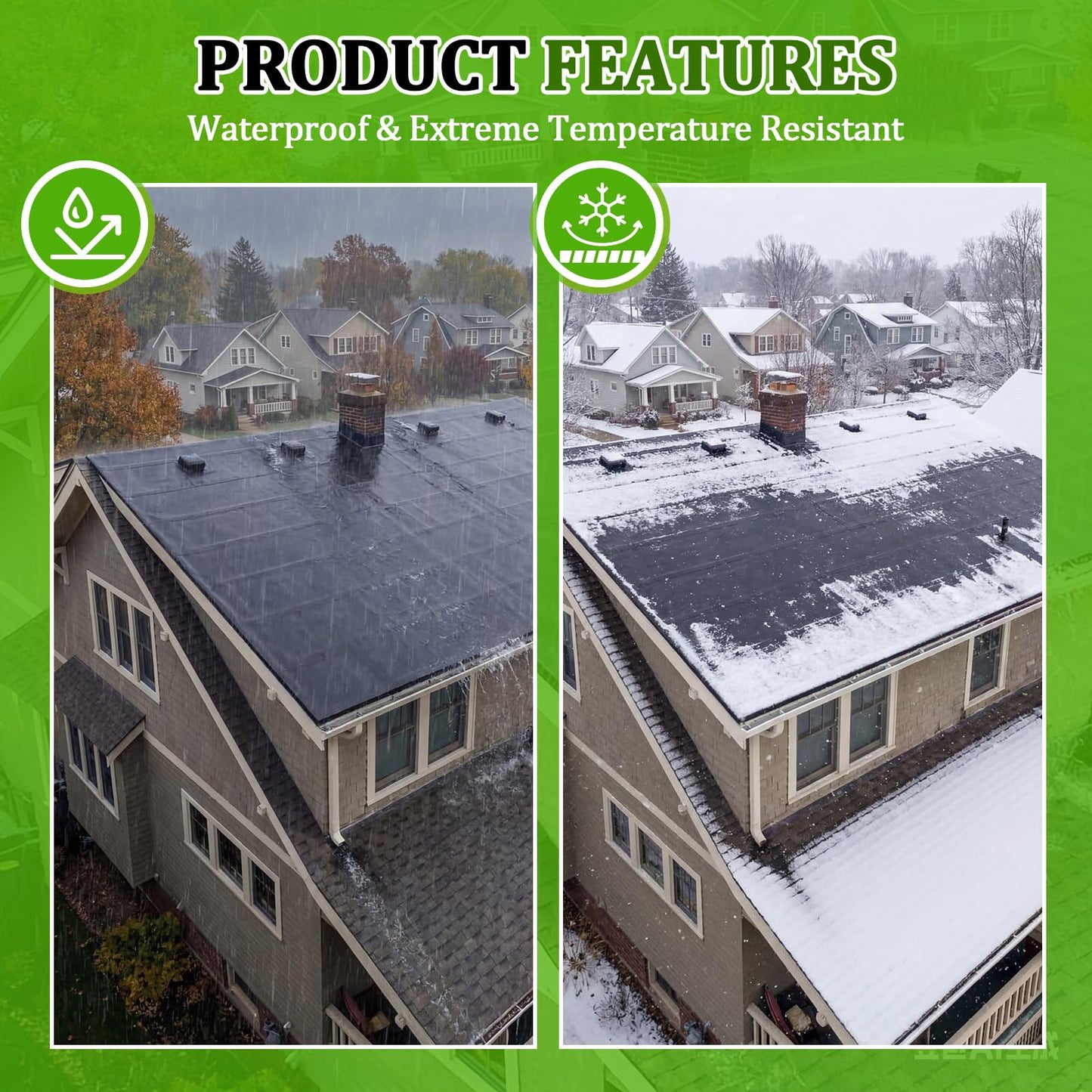 Pushglossy 2 Rolls EPDM Rubber Roofing Membrane 39" x 20ft, Self-Adhesive Waterproof Underlayment, 50 Mil Reinforced Flat Roof Sheet, Ice and Water Sheet for RV, Shed, Garage and Patio