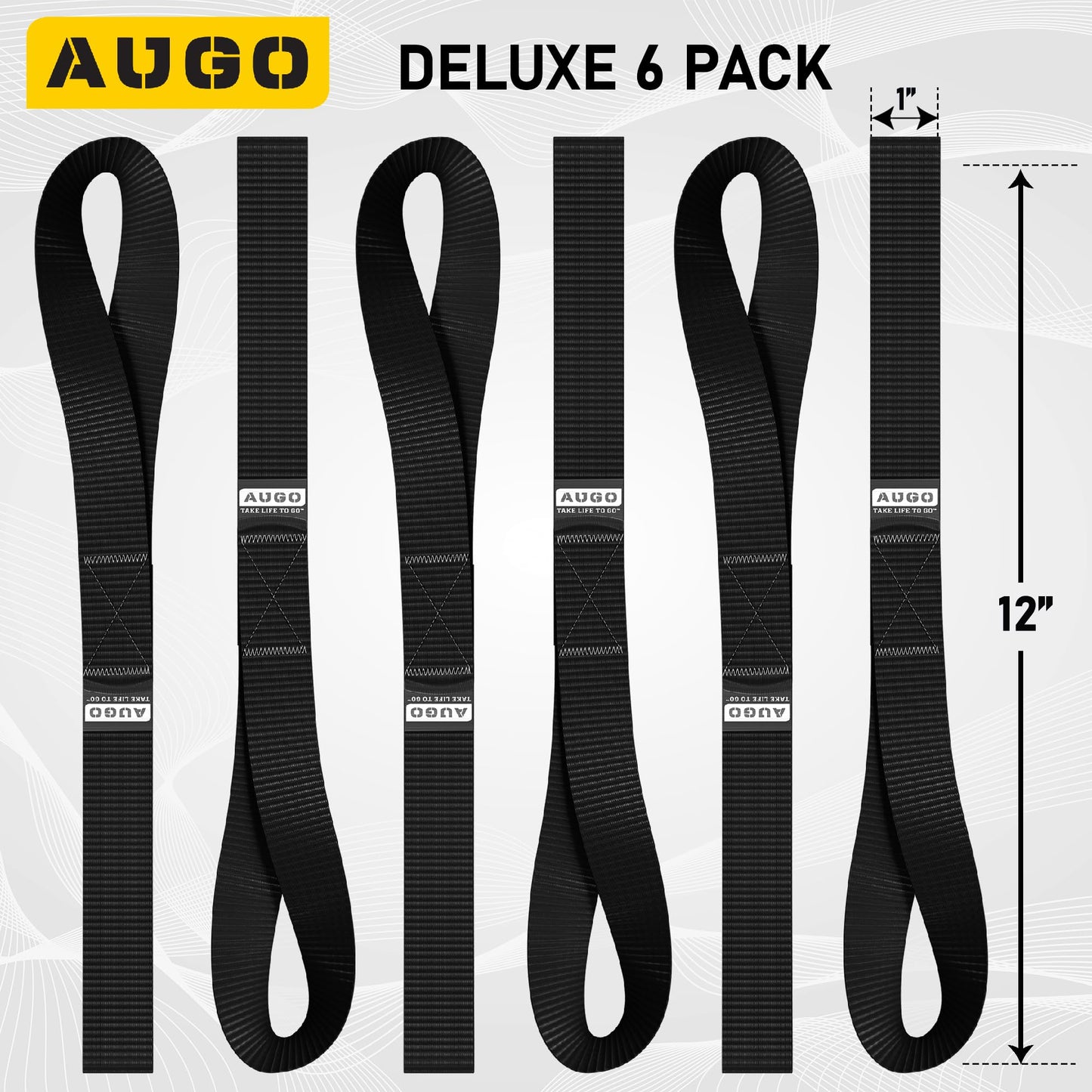 Soft Loop Tie Down Straps - 1,500 Load Capacity & 4,500 Lbs Breaking Strength - 6 Pack - Loops for Securing ATV, UTV, Motorcycles, Scooters, Dirt Bikes, Lawn & Garden Equipment - by AUGO