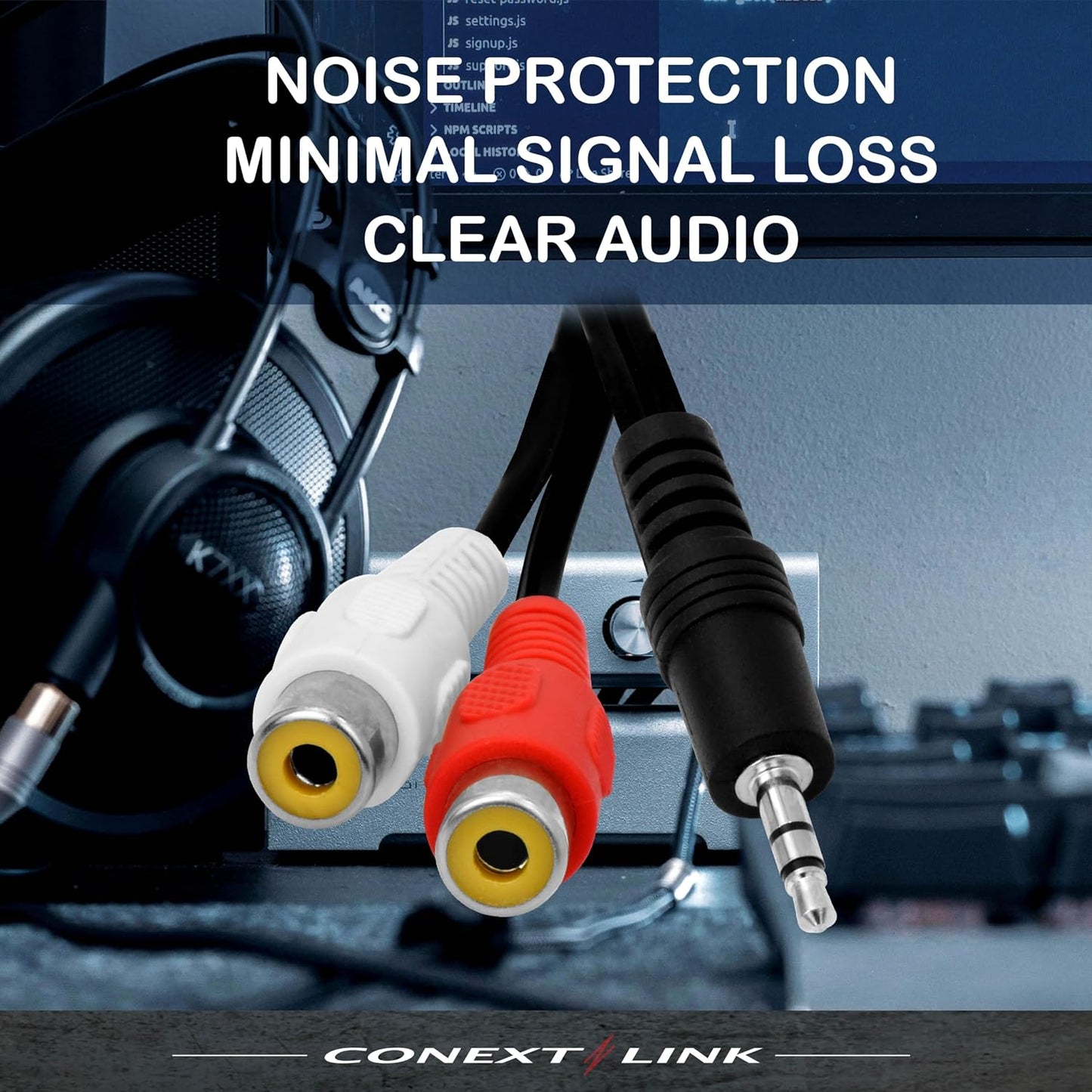 Conext Link 3.5mm 1/8" 2 1m 13040 Stereo Male Plug to RCA Female Jack Aux Audio Y Cable Cord Wire