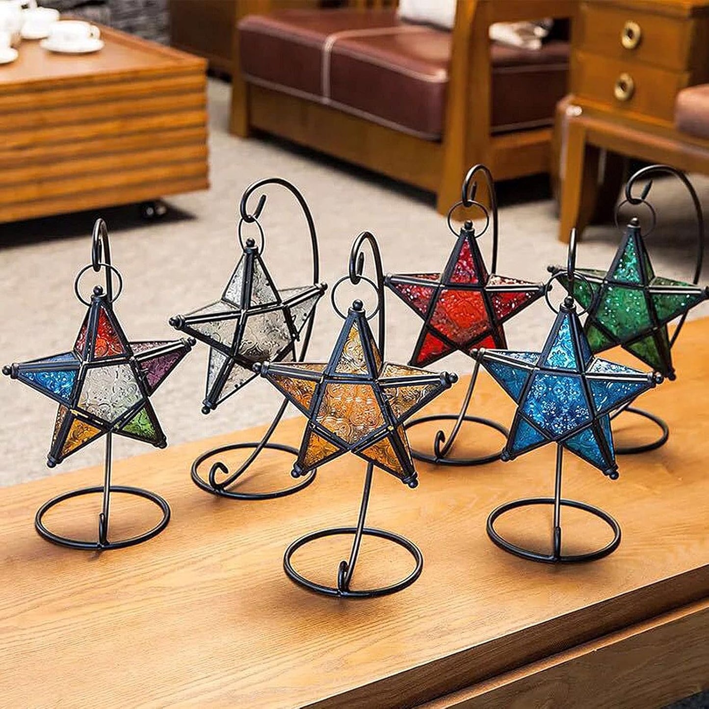 Star Hanging Decor - Moroccan Lantern Candle Holder for Home & Outdoor Weddings | Green