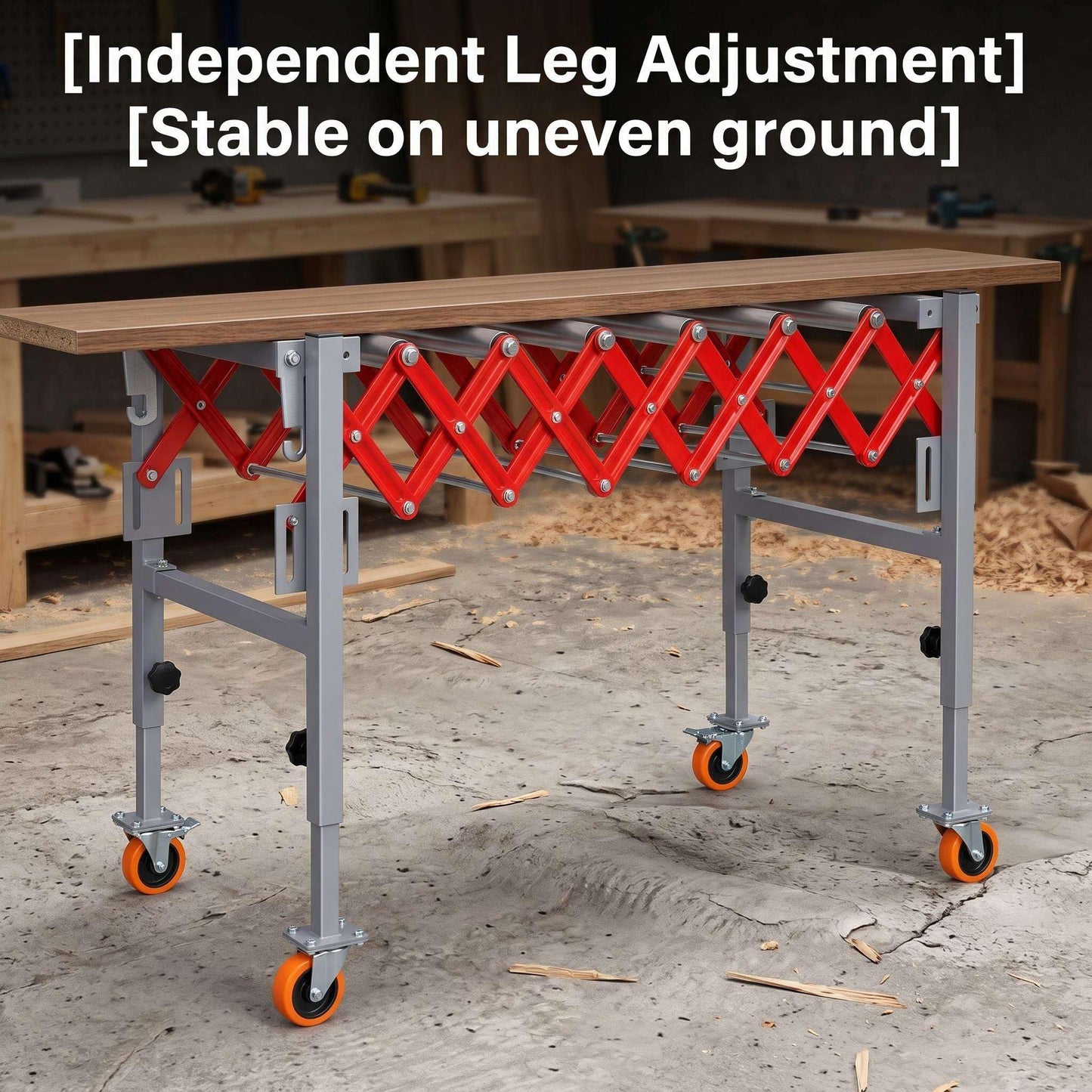 Expandable Roller Conveyor Flexible Roller Conveyor, Adjustable Roller Conveyor with Skate Wheels, 600 lbs Capacity with Height Adjusts Up to 28 inches
