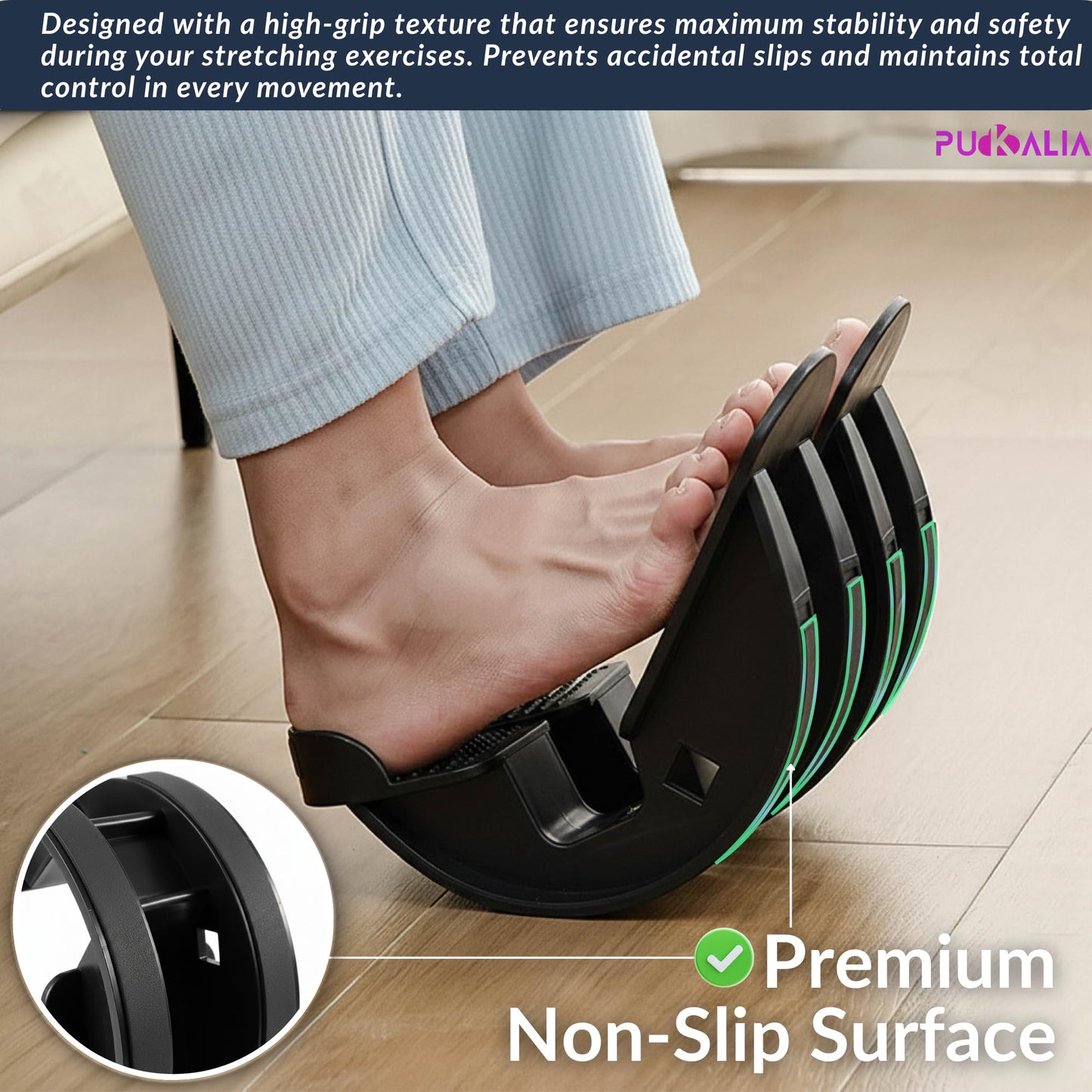 Calf Stretch Board Set of 2 Pieces Foot Rocker for Plantar Fasciitis Relief Achilles Therapy Device Ankle Mobility Balance Tool Non Slip Black Trainer Physical Therapy Equipment Leg Slant Stretcher
