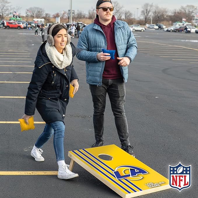 NFL 2' x 3' Solid Wood Cornhole Set with Direct Print HD Team Graphics – Great Gift for Any Football Fan! Bean Bag Toss Family Outdoor Games