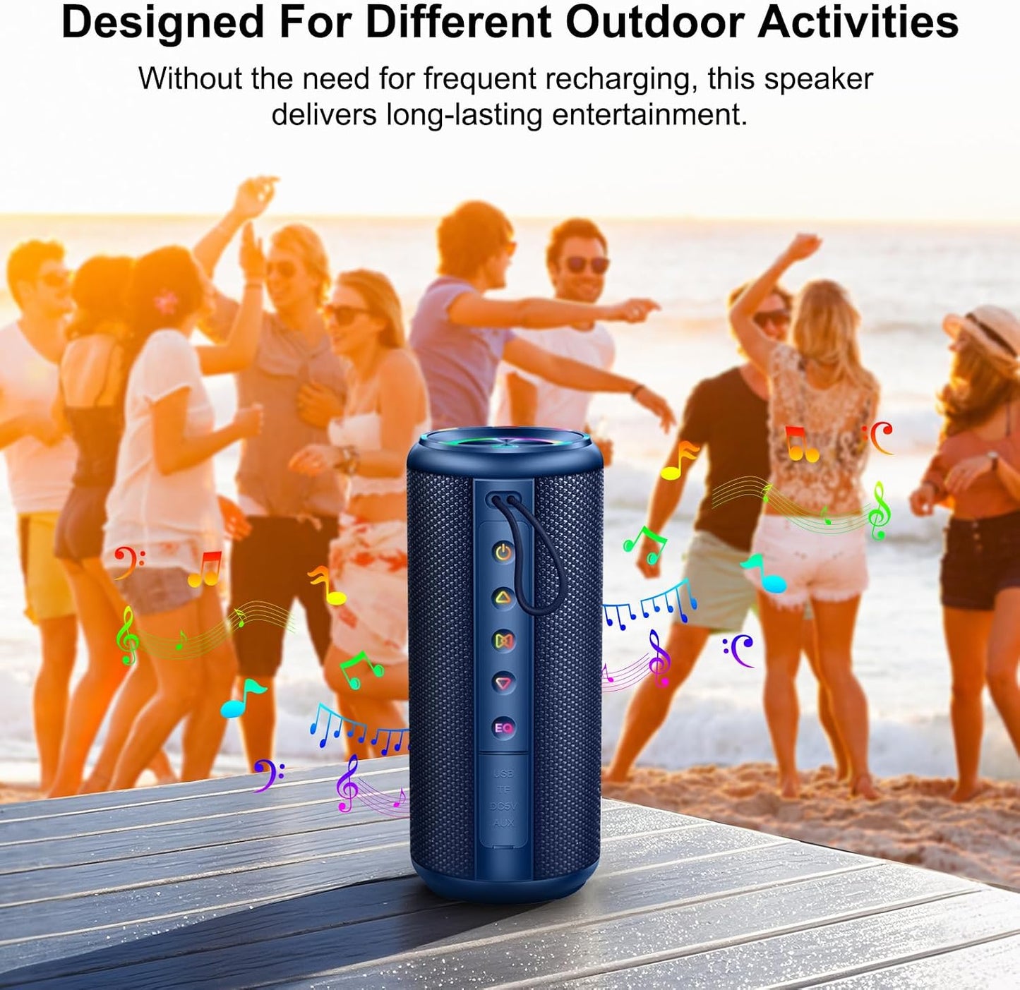 Xuevcn 360 Sound,IP65 Bluetooth Speaker, Portable Bluetooth Speakers with Wireless Stereo Pairing, Built in Mic, HD