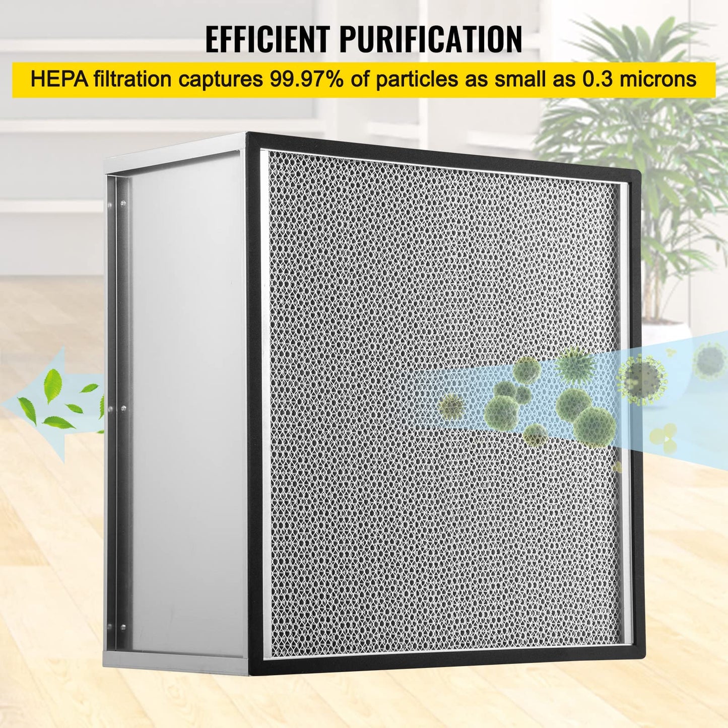 VEVOR Filter Replacement, 24'' x 24'' x 11.5'' AC Filter, HEPA Pleated Air Filter, Air Filter Replacement with Durable Galvanized Frame, 99.97% Standard Filter Compatible for HEPA Filter Novair 2000