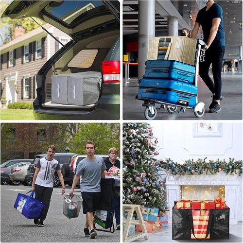 BALEINE Oversized Moving Bags - Heavy-Duty Storage Totes with Reinforced Handles | Black w/Window, 2-Pack