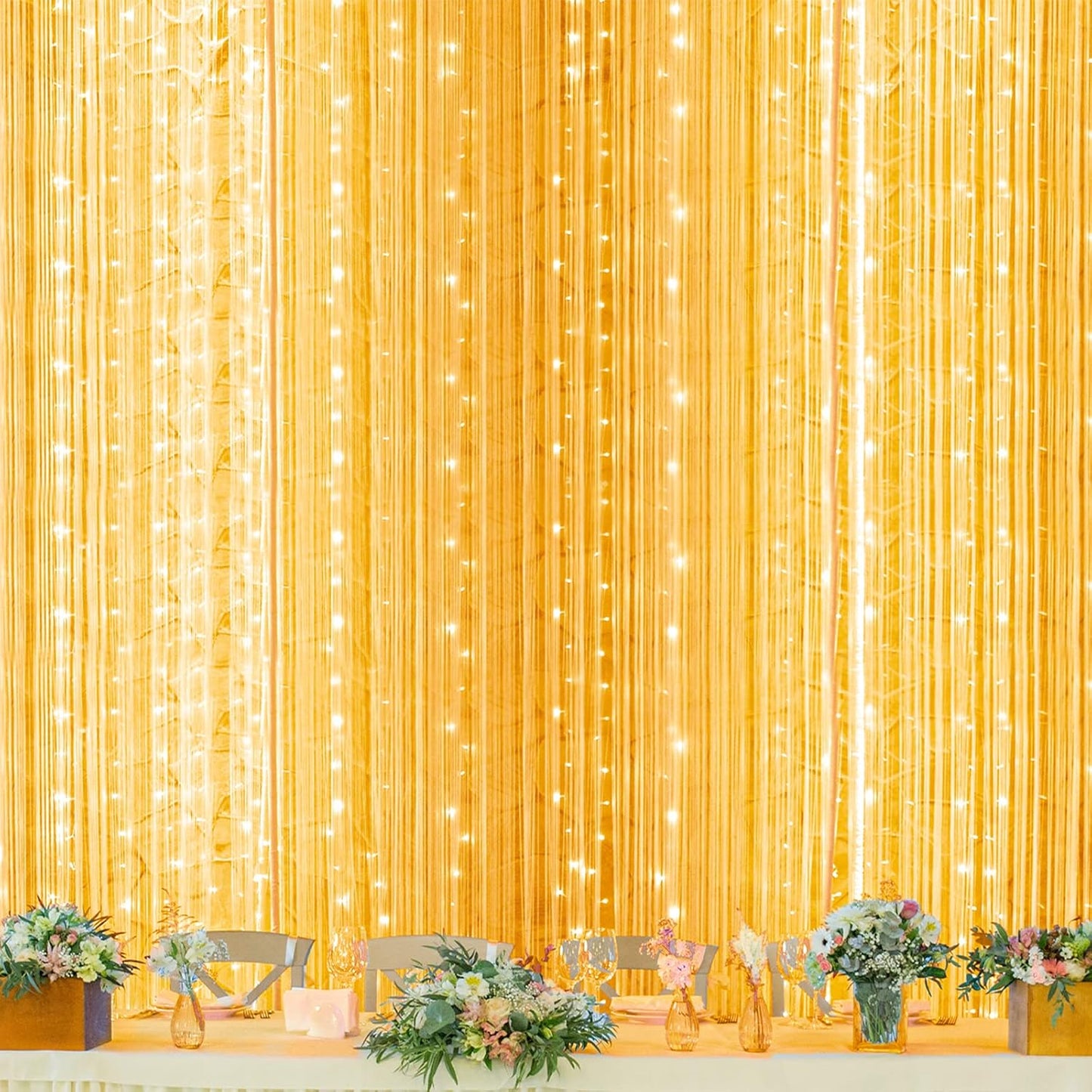 Twinkle Star 600 LED Curtain String Lights - Warm White for Weddings, Parties, Home & Garden Decor