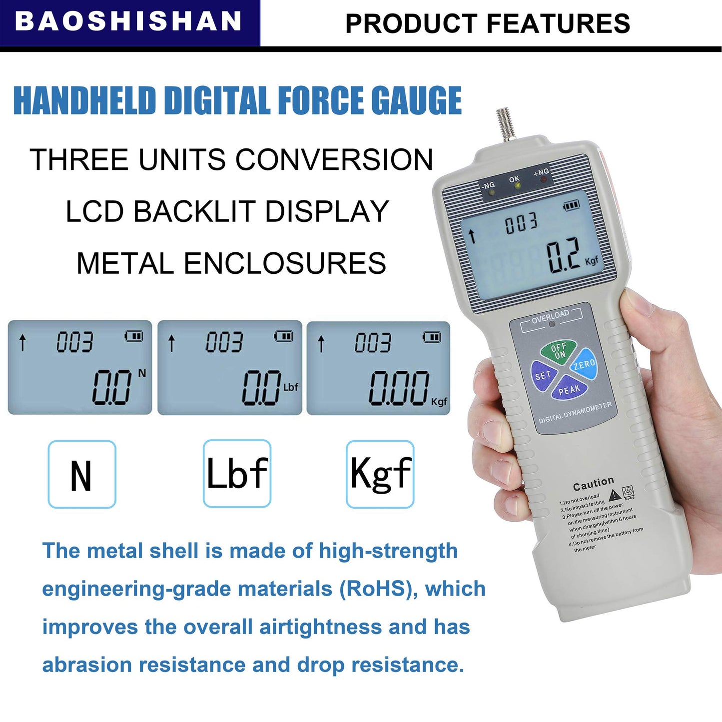 BAOSHISHAN ZP-50N Digital Force Gauge Push Pull Gauge with Output Function