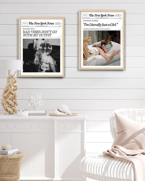 EcoHest Audrey Hepburn Magazine Wall Art - Trendy 12x16 in Oak Frame | Beige Canvas Home Decor