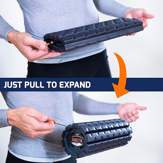 Morph Foam Roller (Alpha-Orange): Collapsible Travel Foam Roller for Pain Relief, Workout Muscle Recovery, Back Massager, Deep Tissue Leg Massage, Back Cracker, Stretcher; Small, Portable