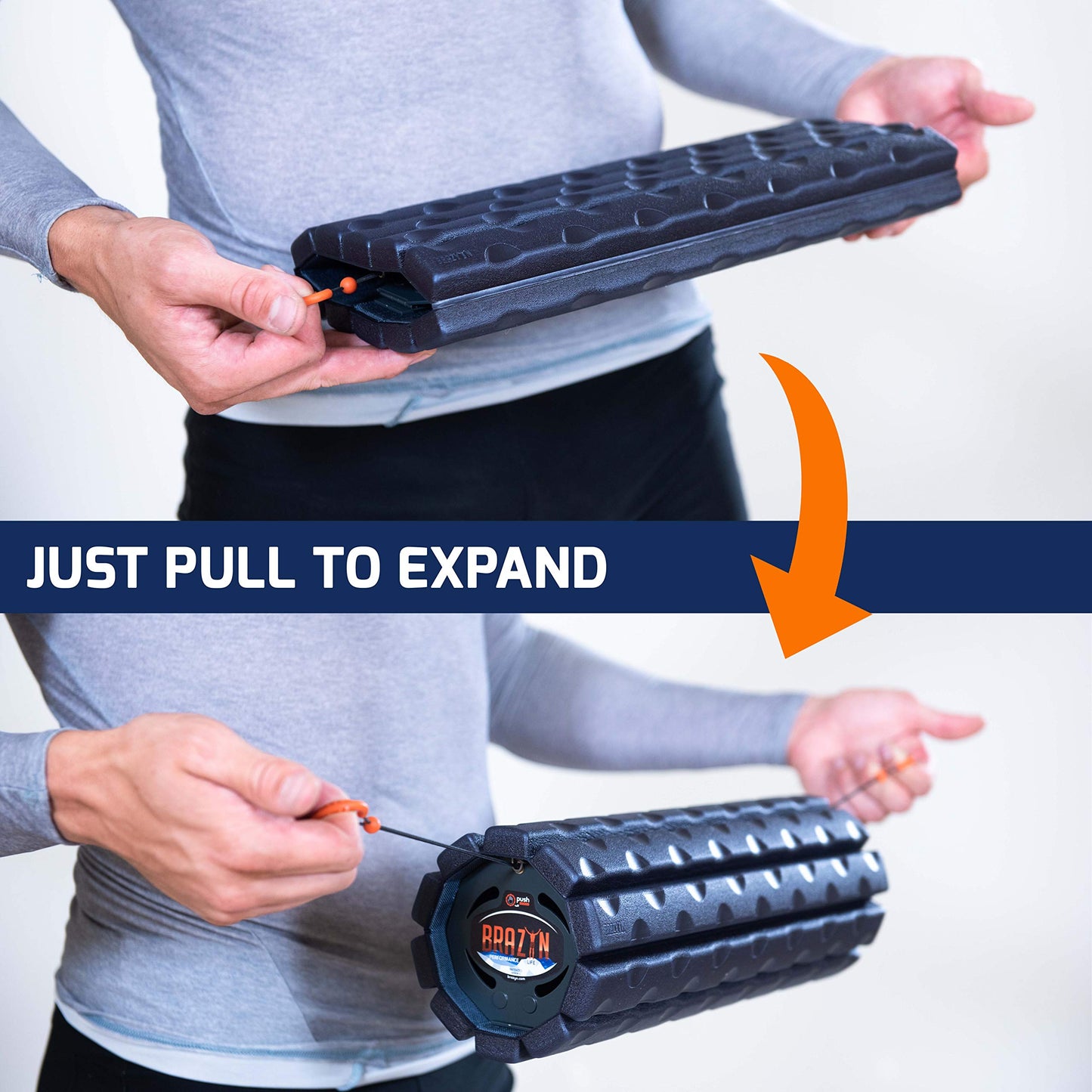 Brazyn Morph Foam Roller: Collapsible Travel Foam Roller for Back Pain Relief, Workout Muscle Recovery, Back Massager, Deep Tissue Leg Massage, Back Cracker (Sage, Deep Tissue)