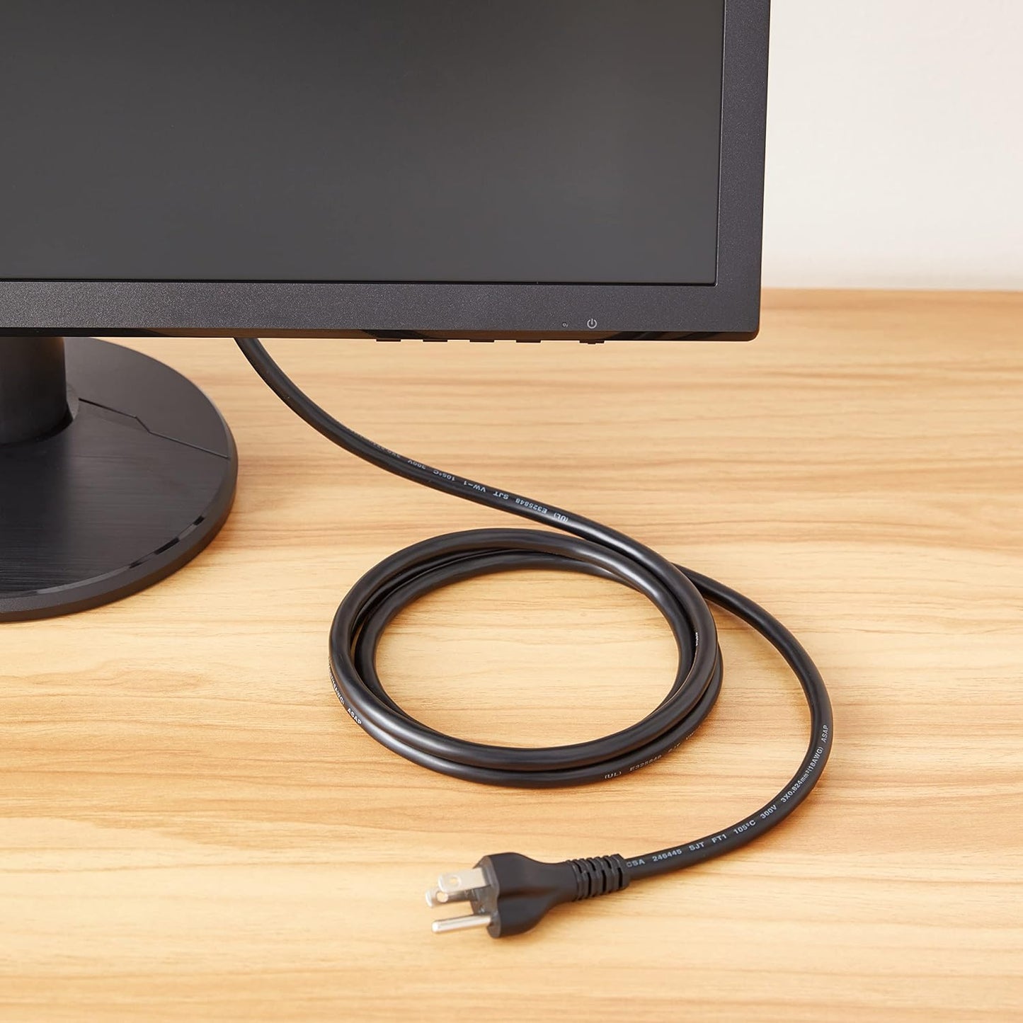 Amazon Basics 6 3 18 125 5-15P IEC320C13, PC Power Cable, feet, AC Power Cord for Monitor, Computer, TV, Prong, AWG