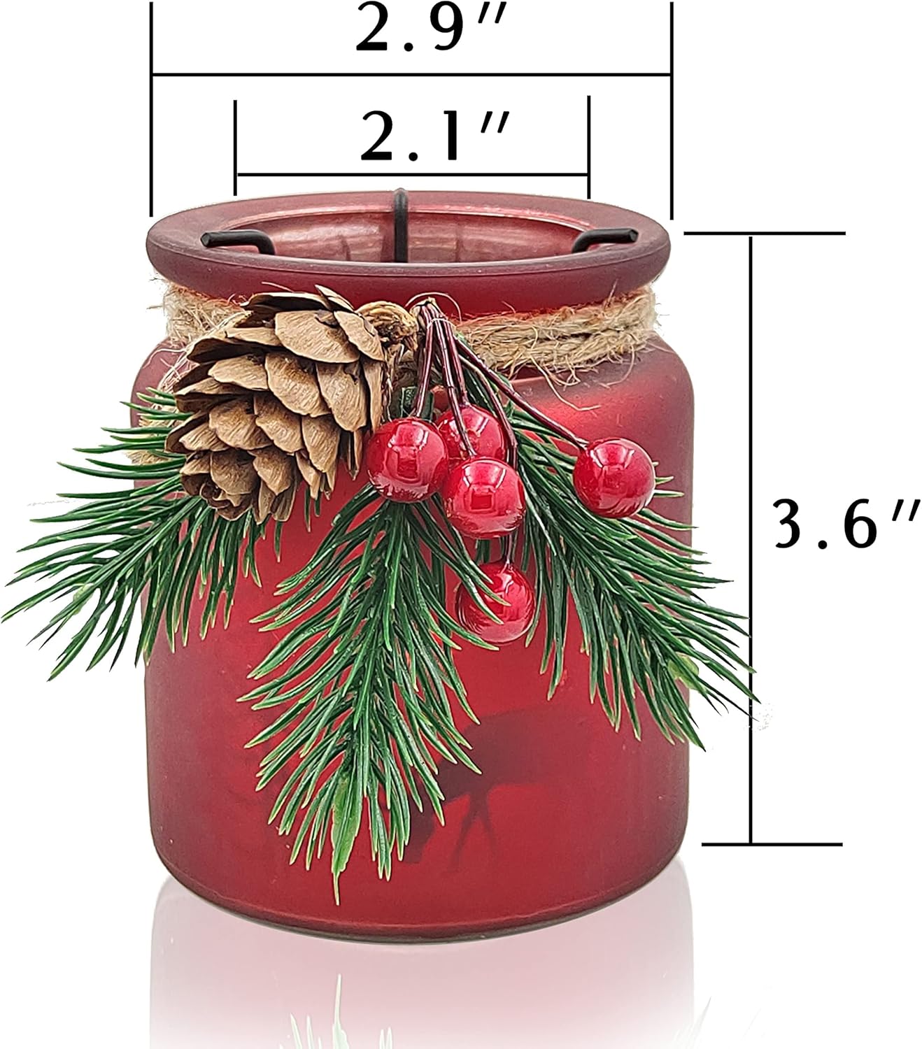 SHMILMH Christmas Candle Holders - Set of 6 Glass Tealight Votive Holders for Festive Table Centerpieces | Red & Green