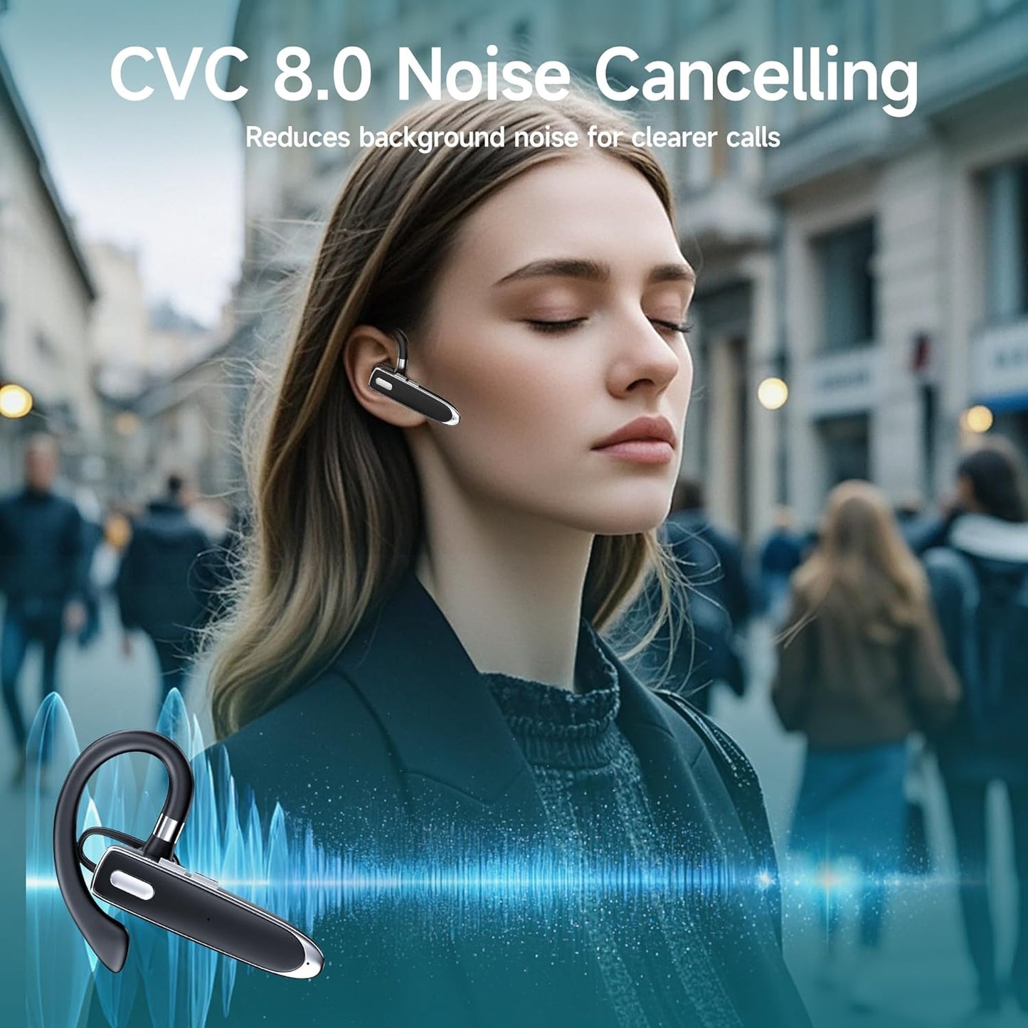MOZC 6.1,Bluetooth Headset 100H Time,800mAh Headset Headset Bluetooth Earpiece Single Ear Business Earbuds