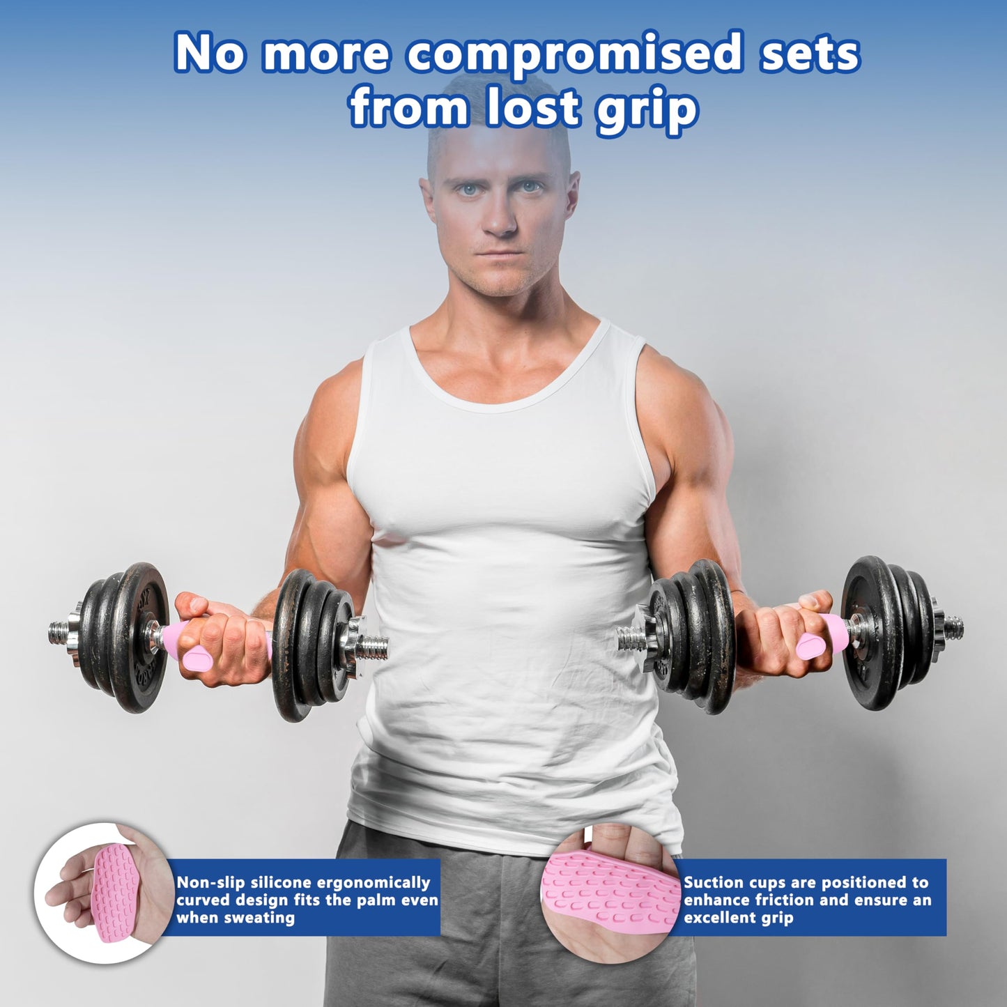 Epritliber Silicone Gym Grips for Weight Lifting,Workout Gloves for Women Men Alternative,Anti Slip Gym Workout Grip,Rubber Gym Hand Grips-Weightlifting Grips Pad for Barbell,Pull Up,Ryptfit,Training