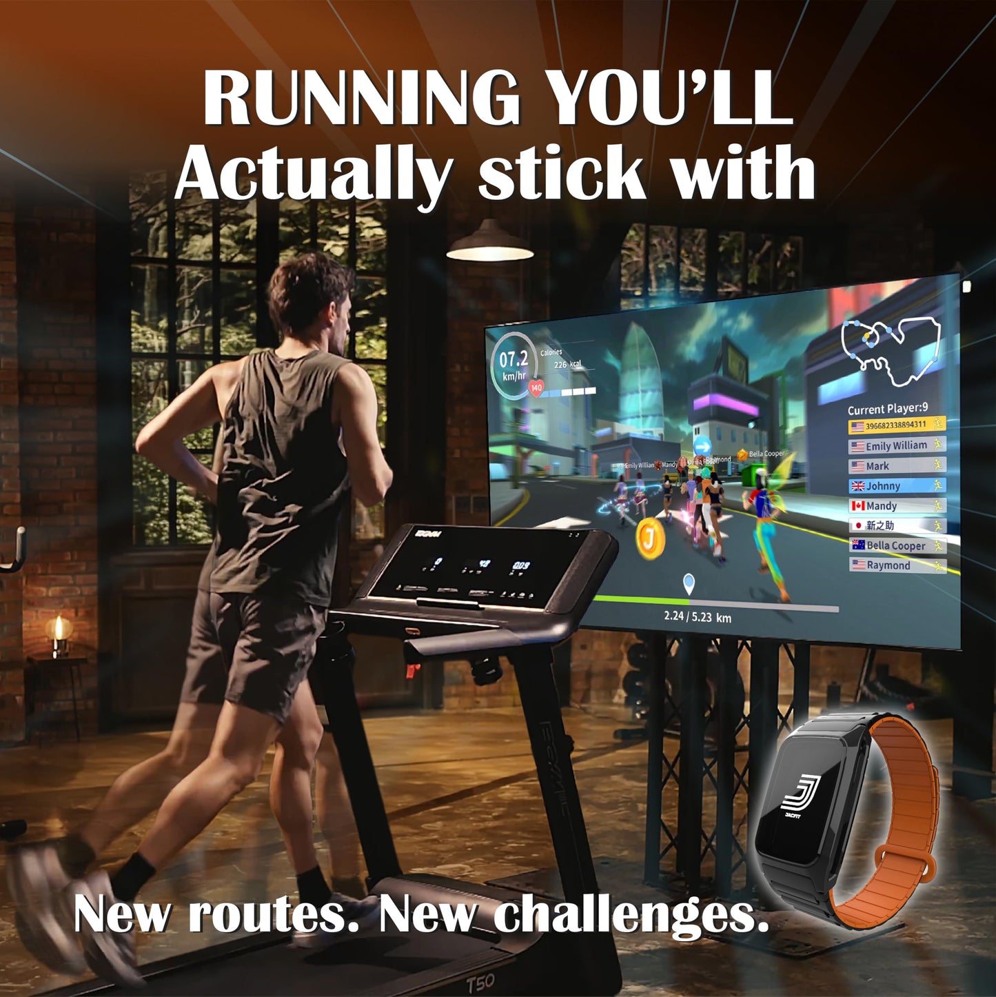 JMATE2 Smart Fitness Band, Train, Track & Compete in One System, Interactive Motion Training, 24/7 Activity, Heart Rate & Sleep, 100+ Sports Modes, No Subscription