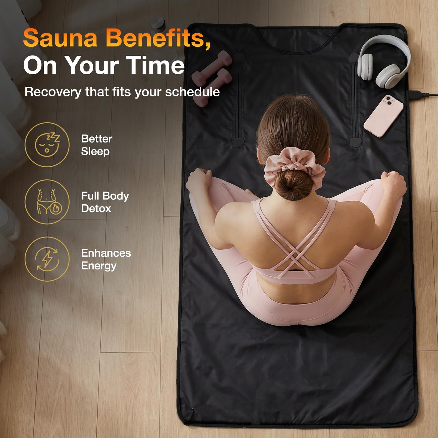 SetteWell Infrared Sauna Blanket | XL Size Fits 6'5" | Low EMF Sauna Blanket for At-Home Muscle Recovery & Tension Release | Far Infrared Heat, Easy-Clean Waterproof Design, Fast Heating Temp 77–176°F
