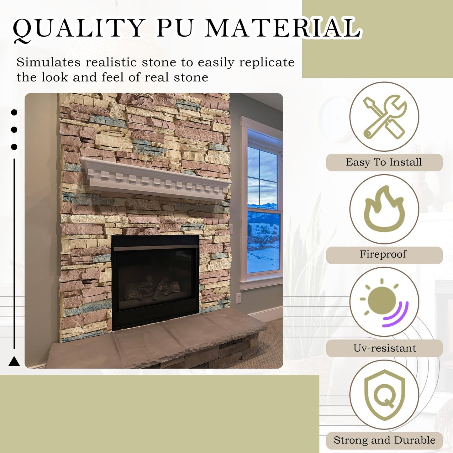 Maasechs 1 Pack Extra Large Faux Wall Covering Panel for Interior Exterior Decor Stone Siding Panel Artificial 3D Veneer for Outdoor Home Improvement Projects (Classic)