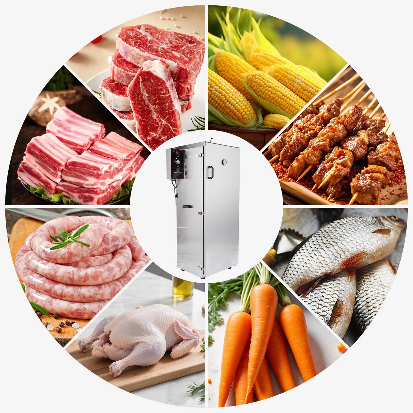 HAKKA Commercial Electric Smoker, Vertical Smoke Oven 8 Racks for BBQ Grill Outdoor Indoor Home Cooking Pastrami, Sausage, Bacon, Smoked Chicken, Smoked Pork (DSH-S50B)