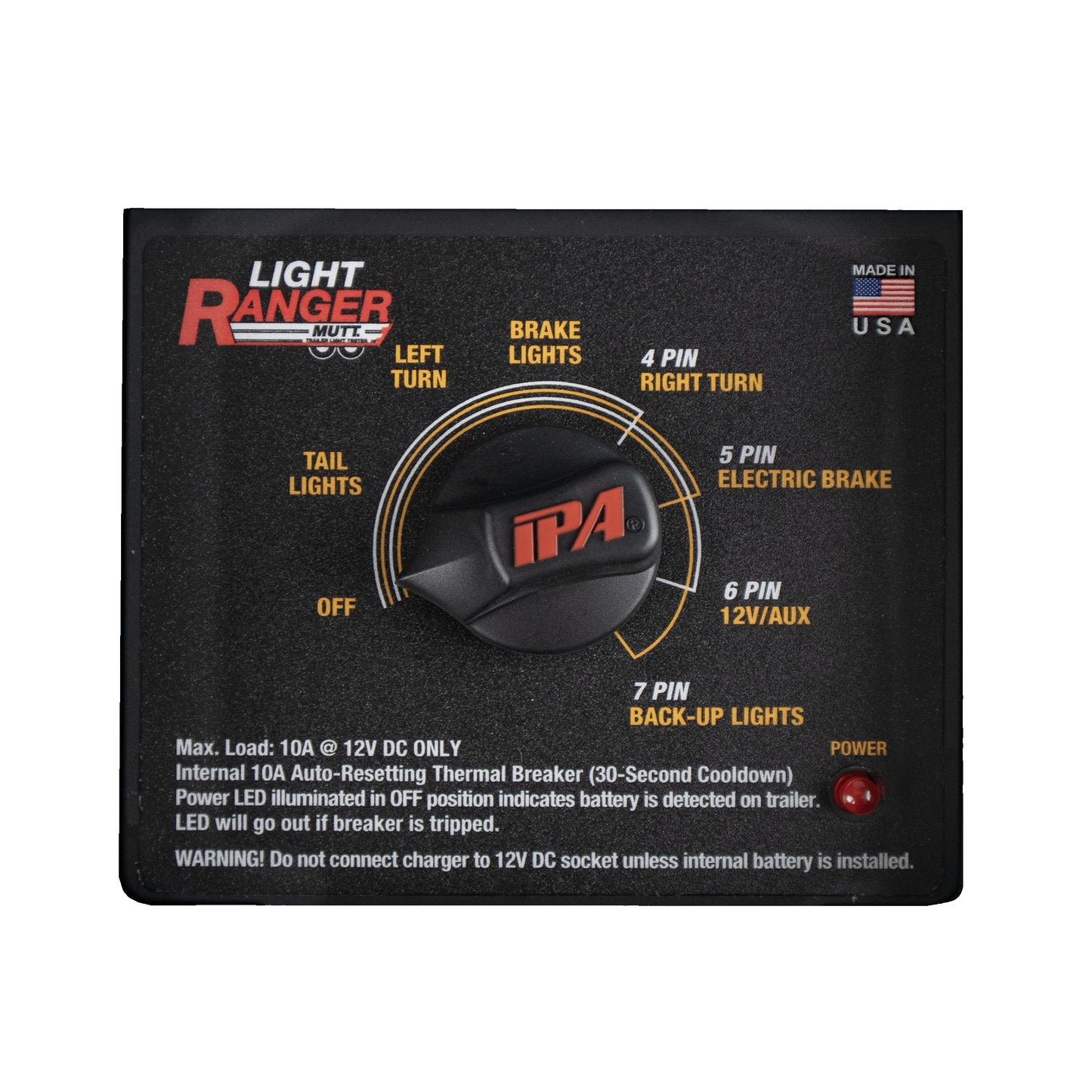 Innovative Products of America Light Ranger MUTT®: USA Made Universal Portable and Water-Resistant Trailer Light Tester with 7-Way Spade Pin Style with Adapter