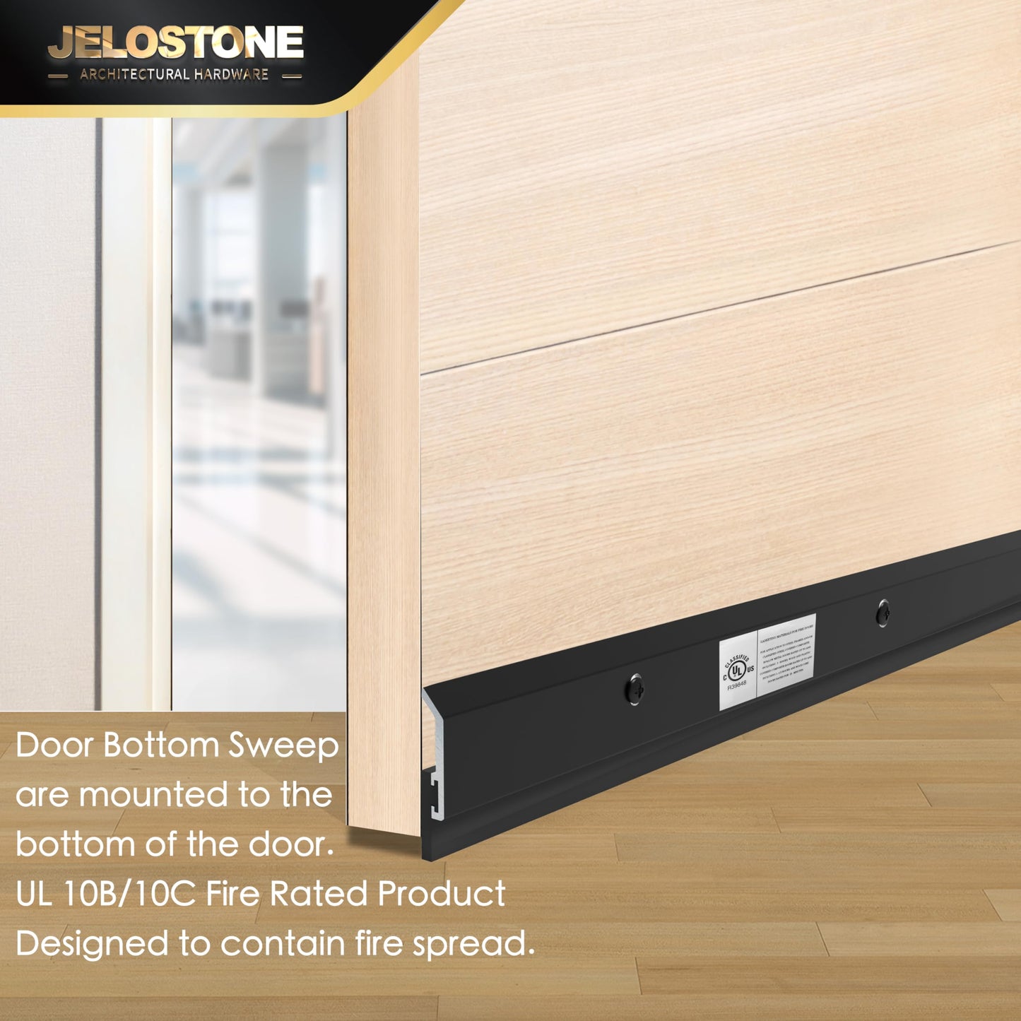 JELOSTONE 2 Pack - Commercial Door Bottom Sweep JS-N315, Heavy Duty Aluminum with Weather-Tolerant Neoprene Insert, UV-Resistant, 36", Matte Black Anodized – Ideal for Residential & Commercial Use