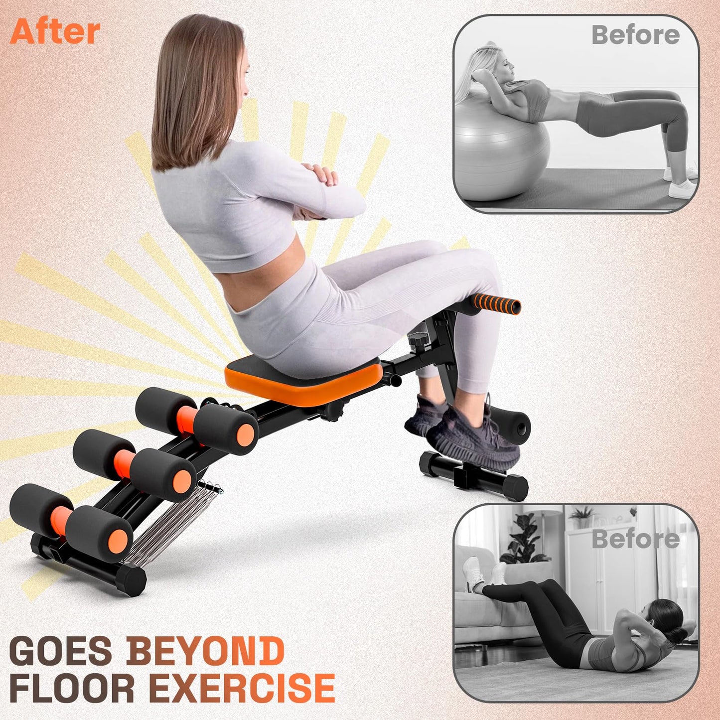 Adjustable Ab Machine for Stomach Workout, Multi-Functional Ab Crunch Trainer Bench, Abdominal Exercise Machine for Core, Legs, Arms – Maquina para Abdominales en Casa