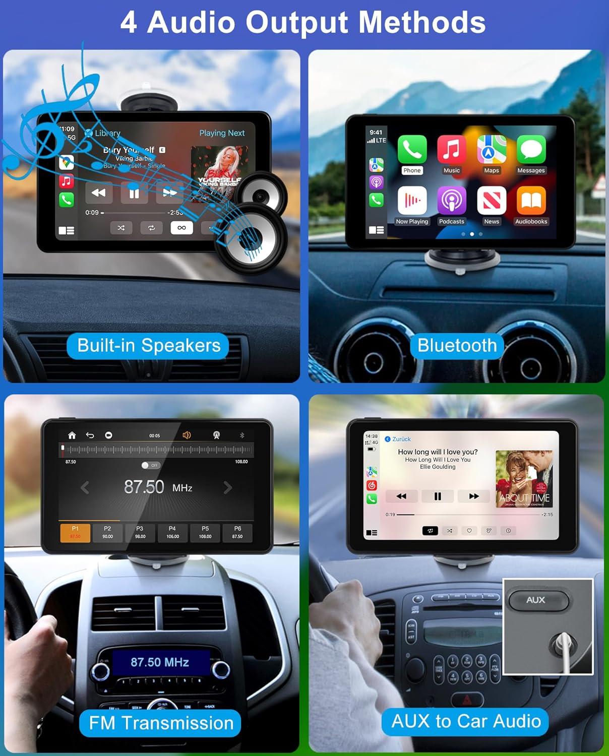 Aonerex 7" Wireless CarPlay Screen Android Auto for Car, Touch Screen Naivgation Portable Car Stereo CarPlay Bluetooth