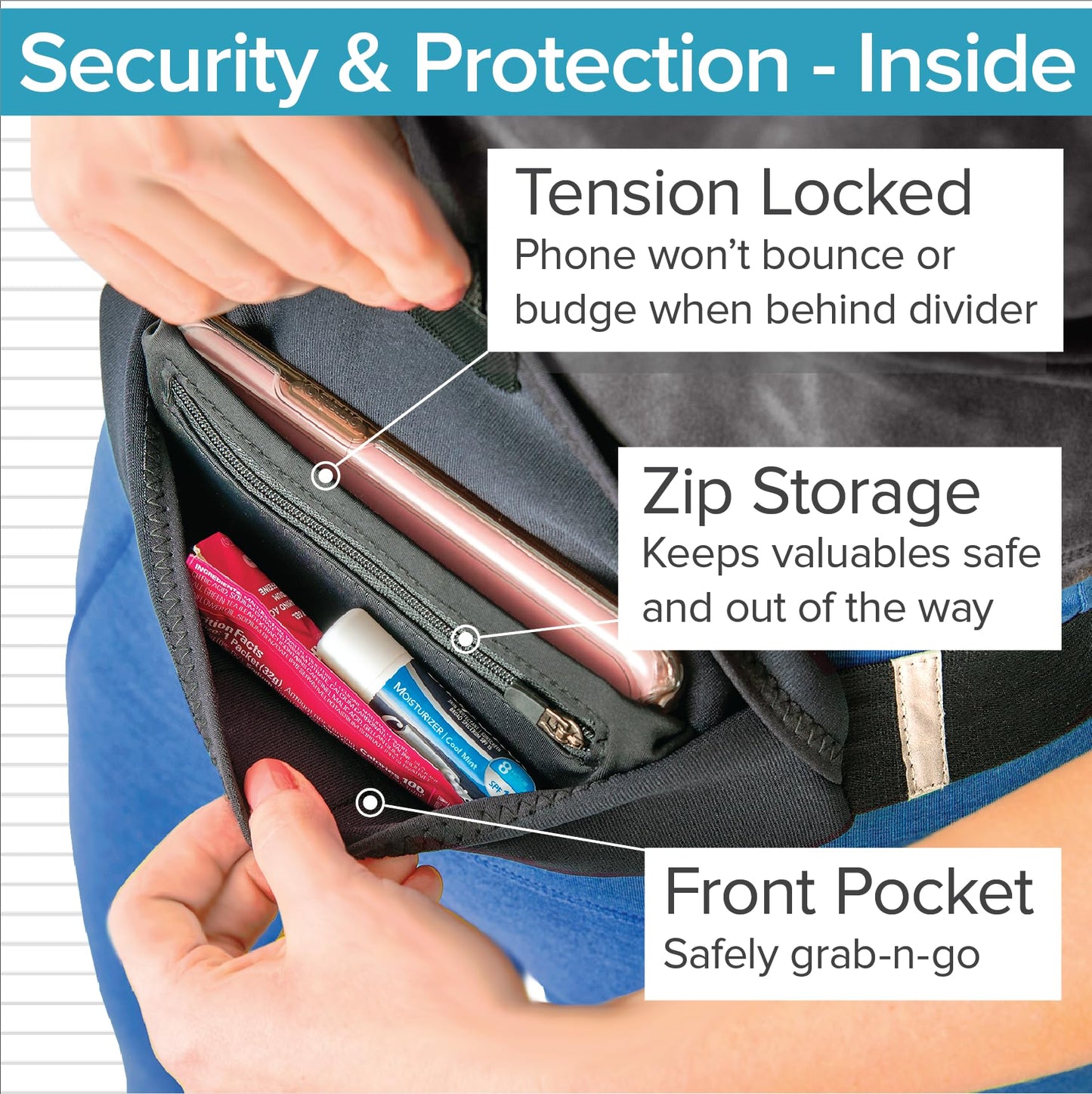 Tune Belt SP2 Running Belt, Slim Waist Pack Holder with Secure Zip Pocket, Sweatproof Storage, Non-Chafing, Fits Large Phones, Easy Access, Money Belt for Men & Women