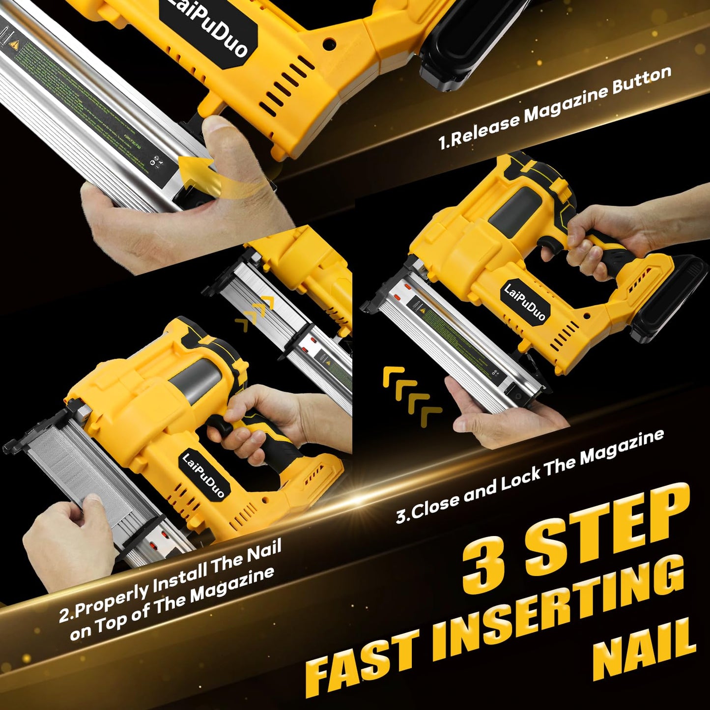 Cordless 2" Brad Nailer Compatible with DeWalt 20V Battery(No Battery), 2 in 1 18GA Nail Gun/Staple Gun with 800 Nails & Staples, Battery Power Nail Gun for Woodworking, Home Improvement