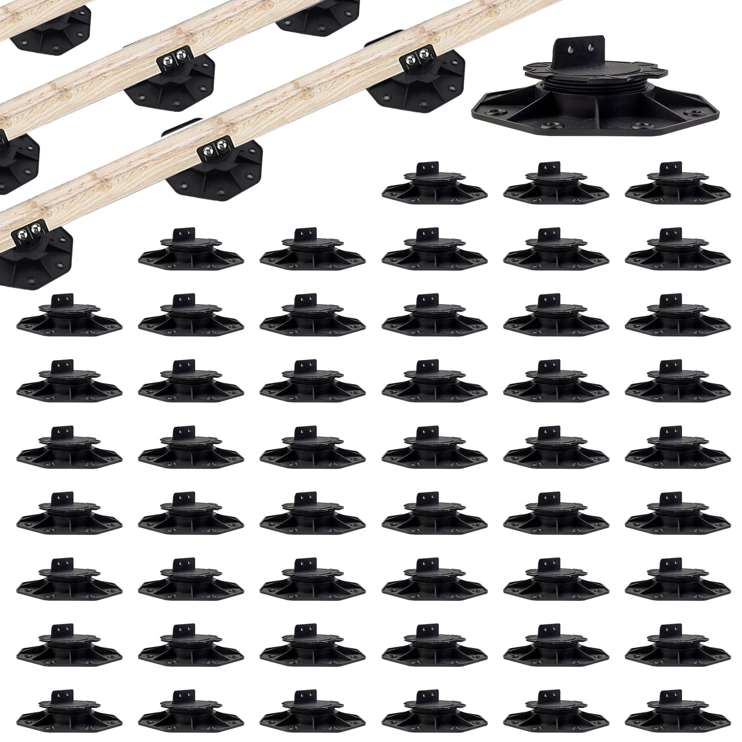 50 Pack Deck Block, Adjustable Deck Support Plastic Pedestal Paver, Shed Base Deck Leveling Blocks Post Base, 18-30MM Level Up Deck Support Pedestals Shed Foundation Kit