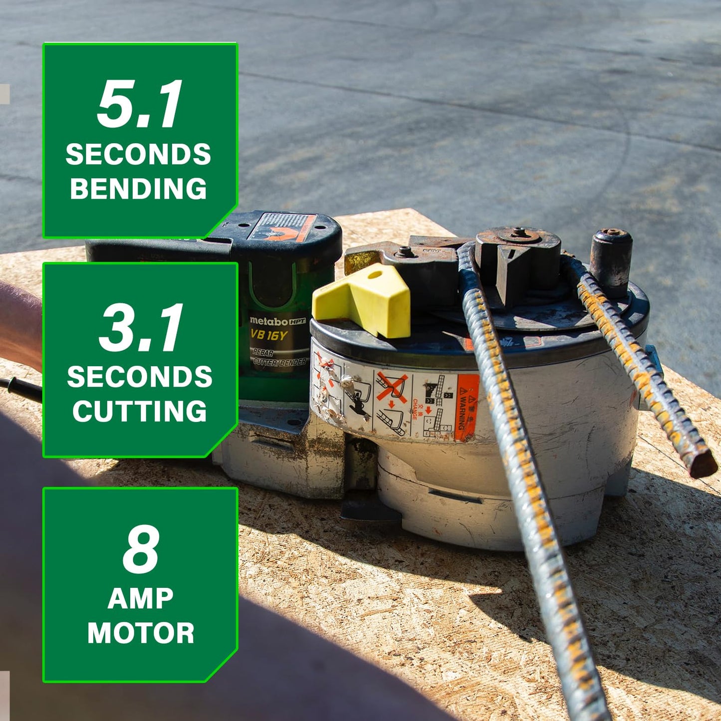 Metabo HPT Portable Rebar Bender and Cutter, 8-Amp Motor, Grade 60 rebar, Maximum 180° Angle, Variable Speed Trigger, Lightweight Design, Precision Bends and Cuts, VB16Y