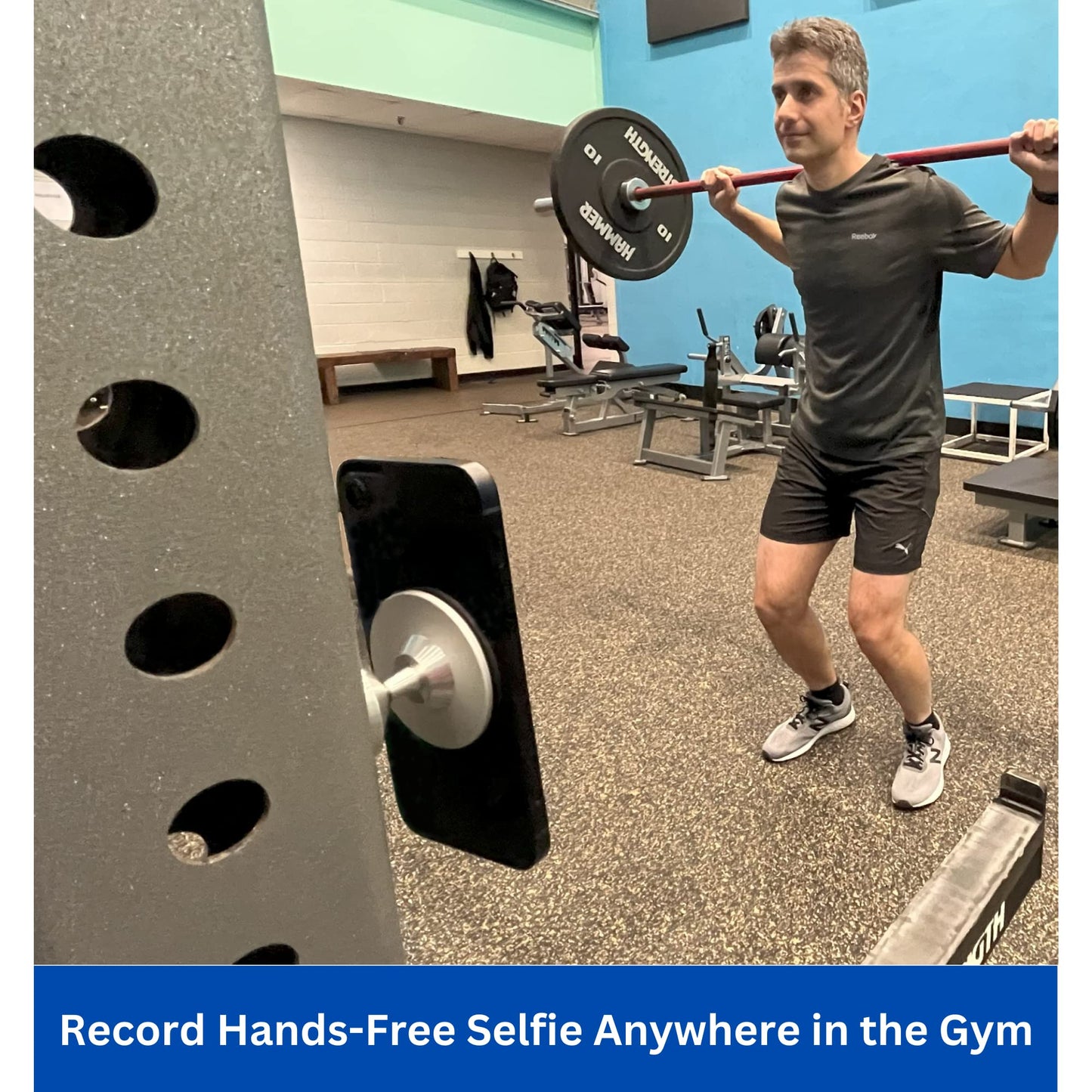Gym Mate Magnetic Phone Mount Holder Compatible with MagSafe – Attaches to Metal Surfaces – Hands-Free Workout & Recording – Strong Magnetic Grip – Stable, Secure, Compact Size