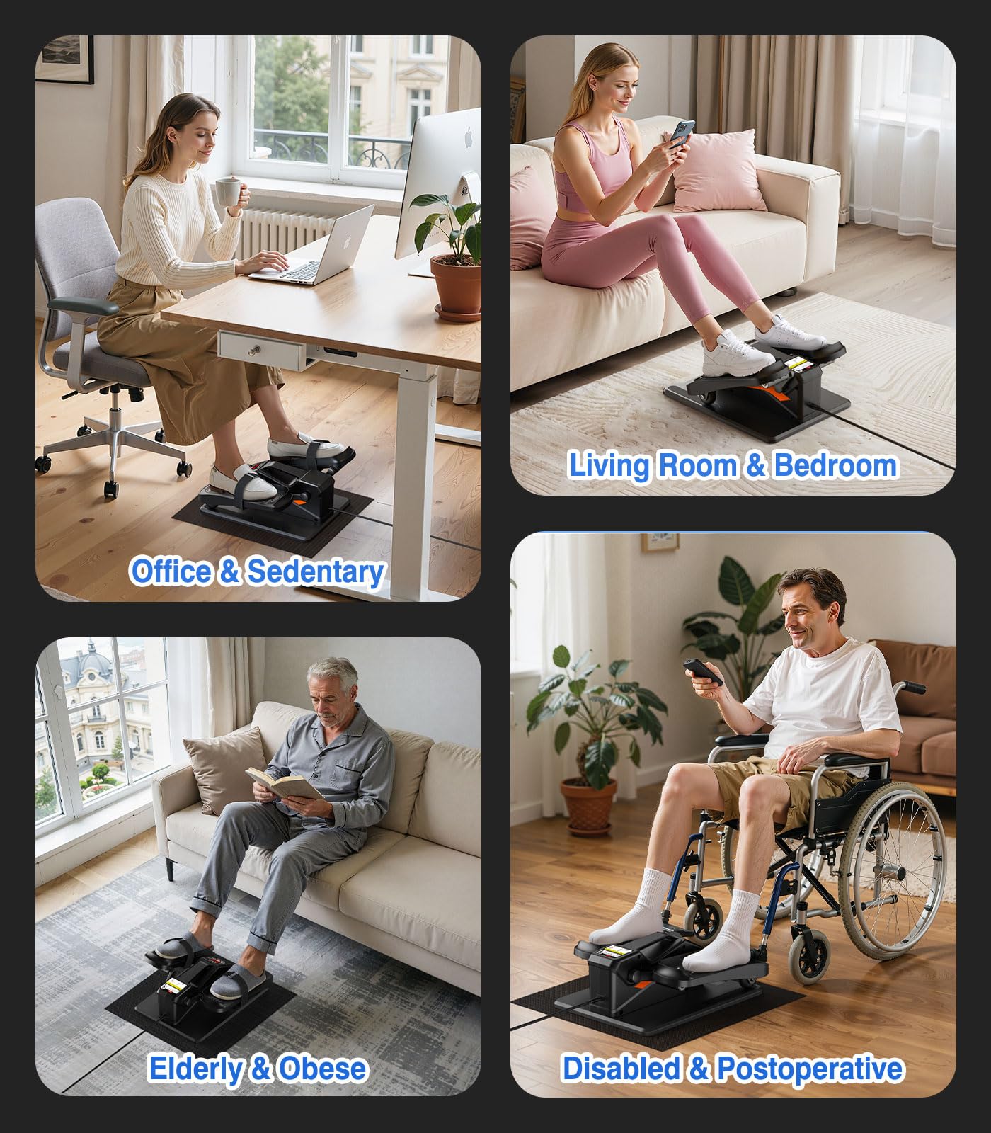 Portable Under Desk Elliptical Machine with Wireless Remote. 12 Manual & 3 Automatic Speeds. Pedal Ellipse Leg Exerciser. Leg Exerciser While Sitting for Seniors. Adults. Home. Office