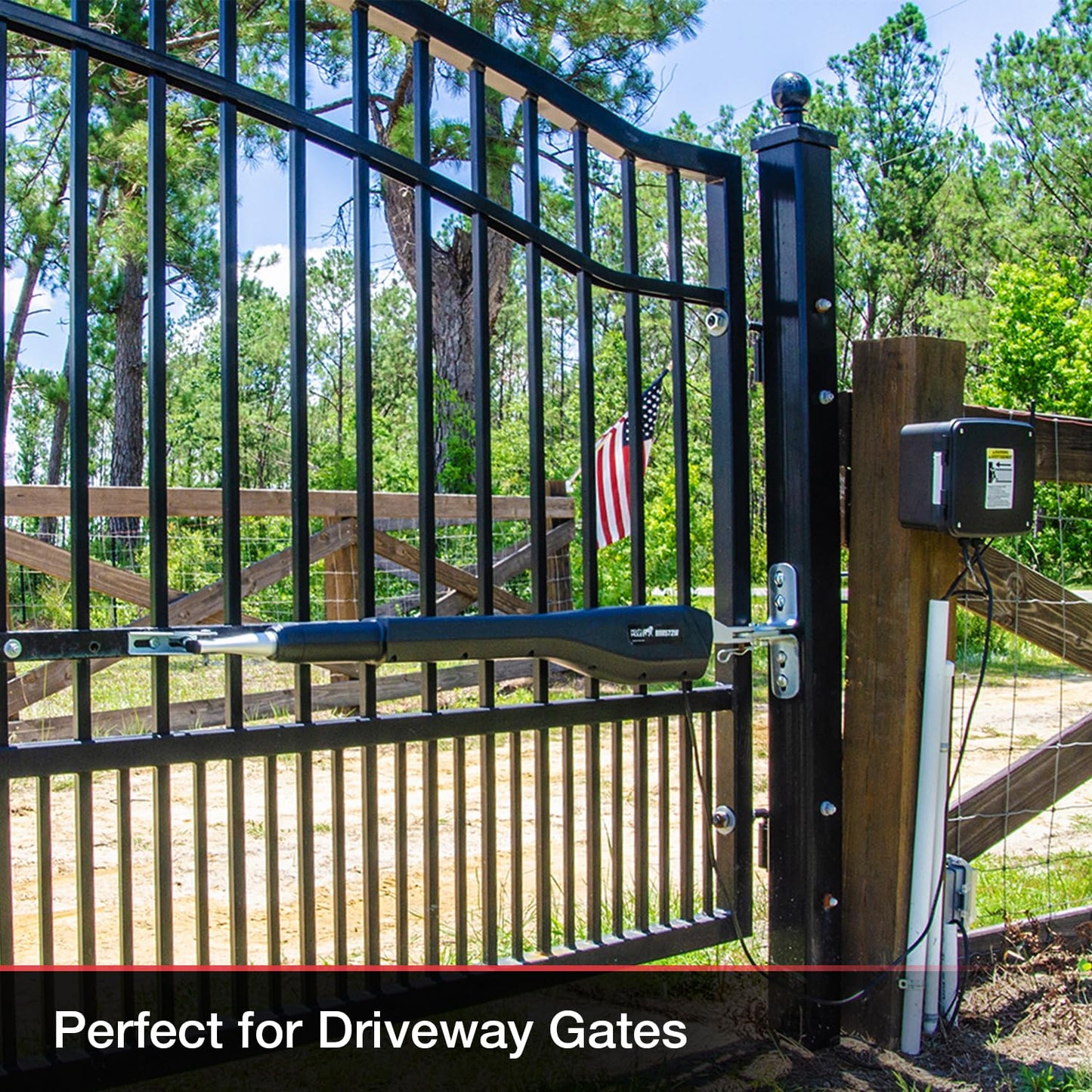 Mighty Mule Gate Opener, Solar and Smart Ready, Heavy Duty Automatic Gate Opener, Gates up to 18ft or 850lb, Single Gate Opener, MM571W