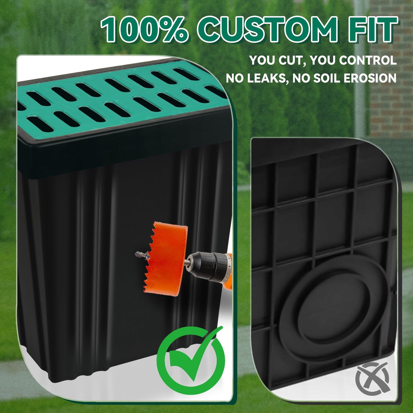 12"x20"x24" Narrow Deep Catch Basin - Space-Saving Sump Drain Box with Debris Filter, Frost-Line Protection for Tight Areas, PP Material, SINK