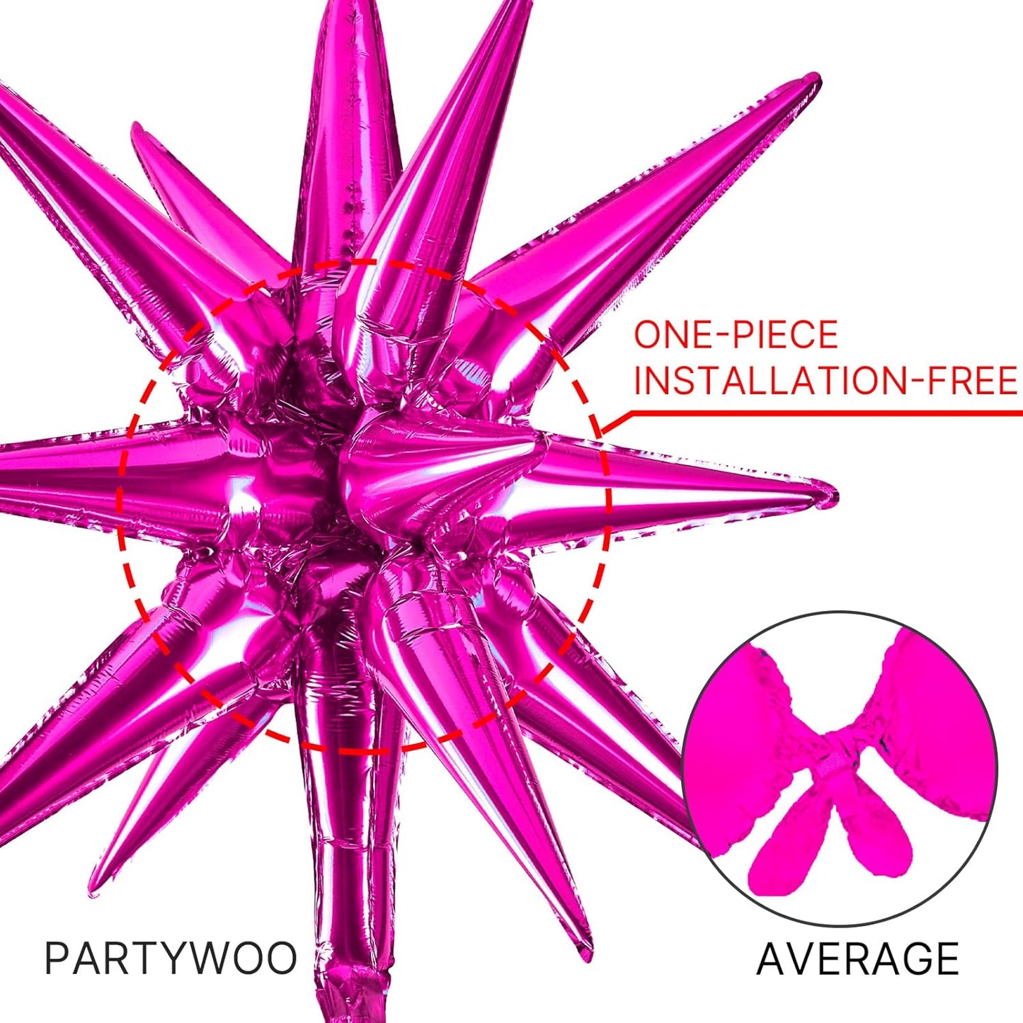 PartyWoo Metallic Pink Star Balloons - 110-Piece Foil Mylar Balloon Arch Kit for Birthday & Wedding Decor | Various Sizes 5-22 Inches