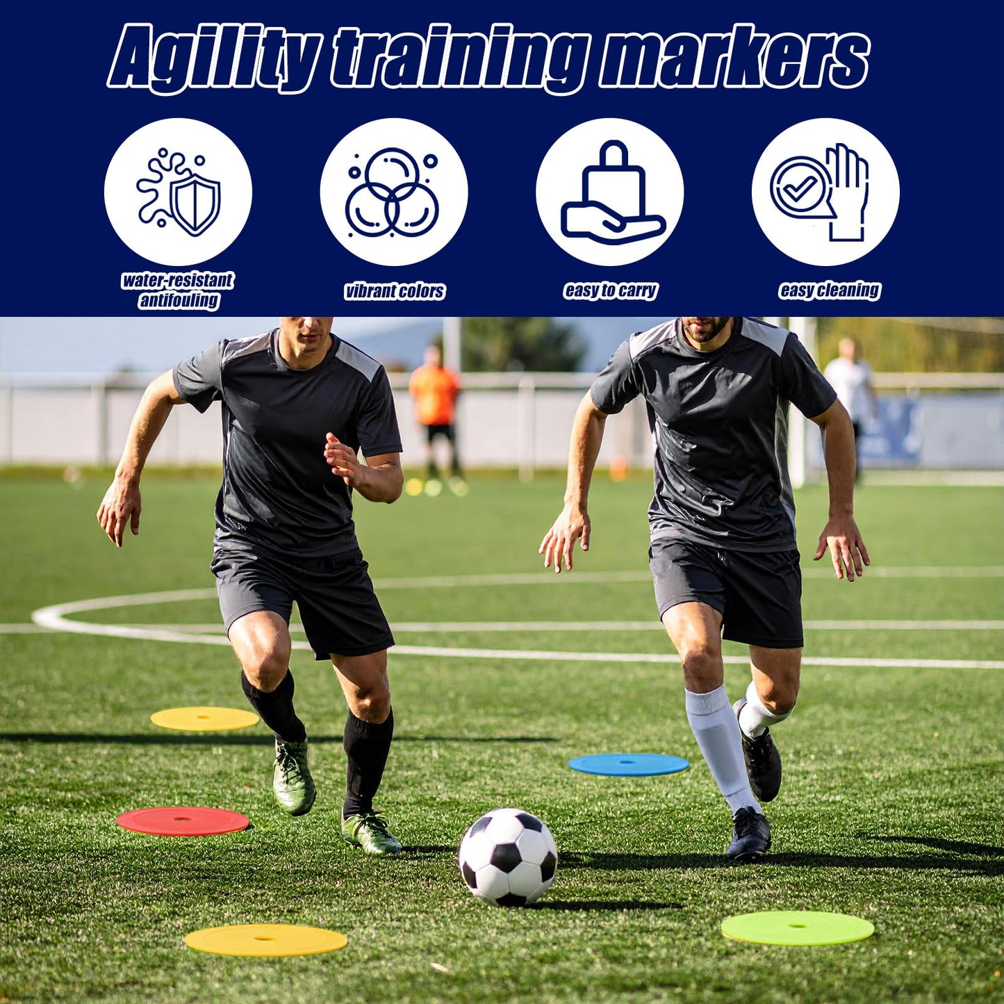 Caeuiciw 50 Pcs 6 inch Flat Cones Spot Markers Non-Skid Floor Hole Soccer Cones Field Court Spot Markers Flat Discs Soccer Training Equipment for Football Sports Speed Agility Practice