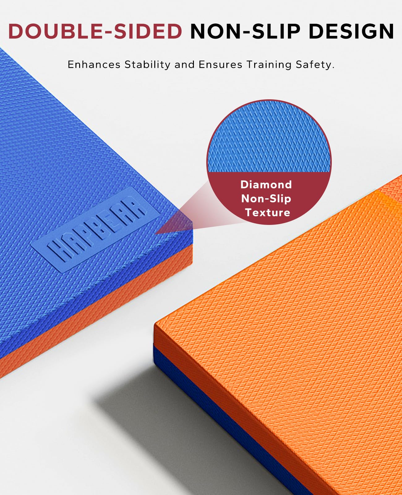 HAPBEAR Exercise Balance Pad - 15"x12" Non-Slip Textured Bottom Stability Training Mat - 2.25" Thick Soft Cushioned Foam for Adults, Physical Therapy, Core Training & Home Workouts - Blue