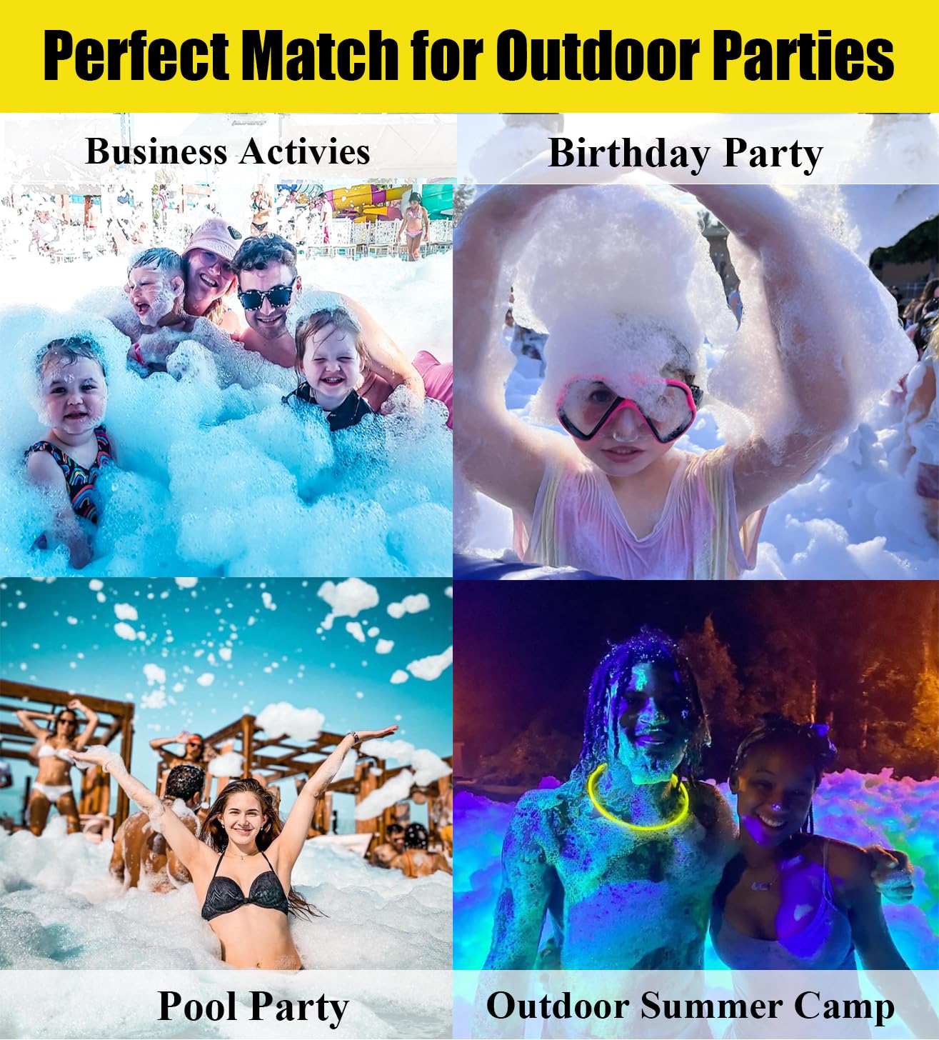 LANGXUN 800W Foam Machine for Summer Water Toys - Foam Maker Cannon with 2 Foam Particle Bags and Water Tank, for Birthdays Party, Backyard Summer Pool Parties Commercial Events