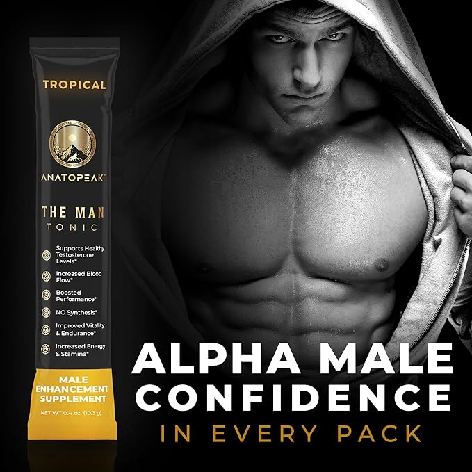 Male Enhancing Supplement Powder ??Testosterone Supplement for Men with Tongkat Ali, Maca Root, Horny Goat Weed Powder, Beet Root & L-Citrulline ??Nitric Oxide Booster (1 Stick Pack) - Tropical